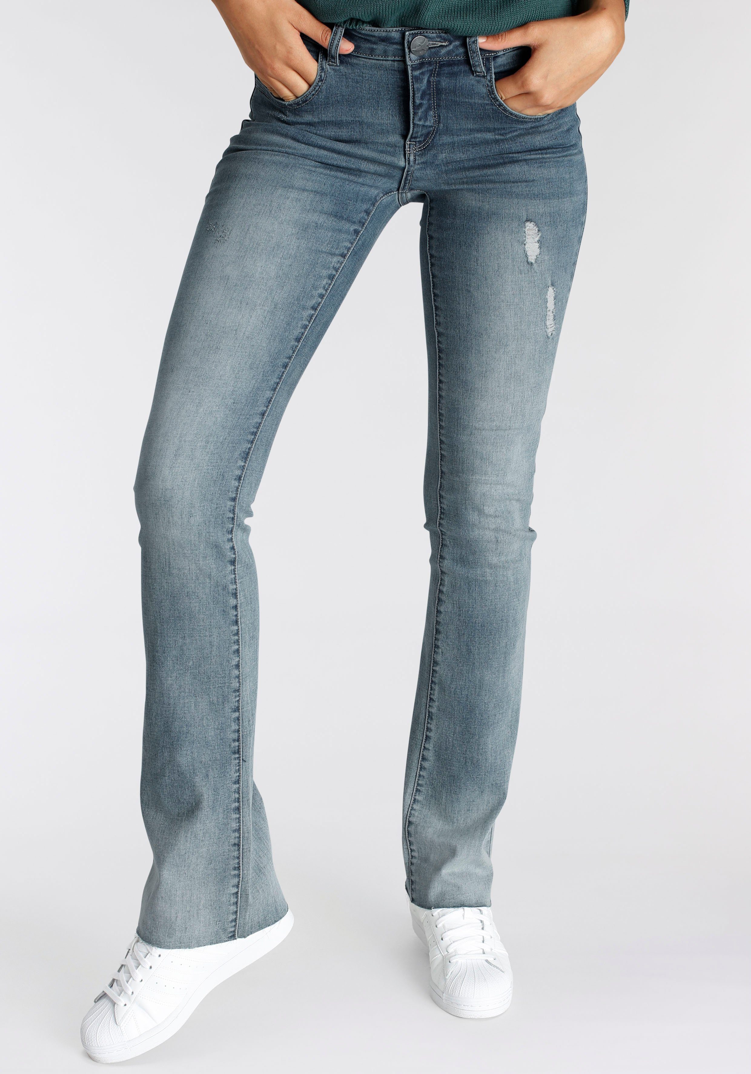 ausgestellt Arizona ist Bootcut-Jeans gemäßigt Ultra-Stretch nur Mid-Waist, Baby-Bootcut
