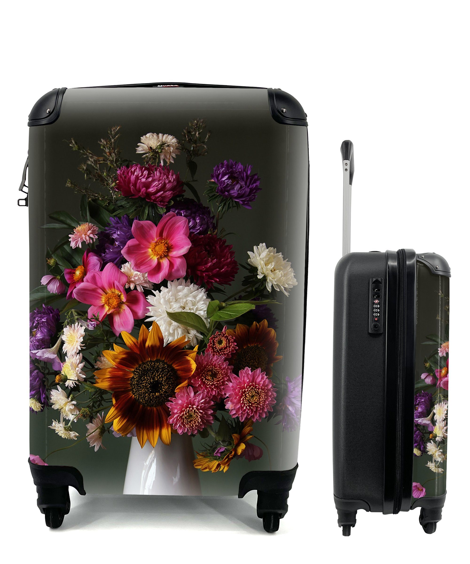 MuchoWow Handgepäckkoffer Blumen - Stillleben - Farbe, 4 Rollen, Reisetasche mit rollen, Handgepäck für Ferien, Trolley, Reisekoffer