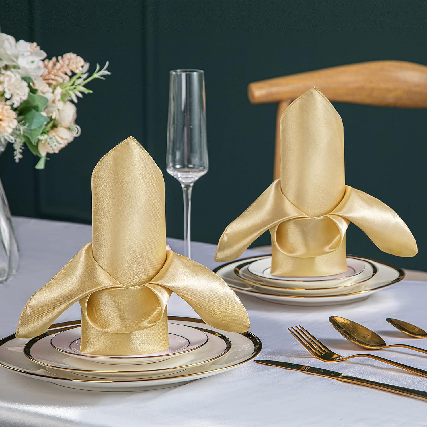 LIANNA Stoffserviette Goldene Servietten 43x43 cm, 20 Stück, waschbar, (Set, 20 St., Goldene Servietten 43x43 cm, 20 Stück, waschbar)