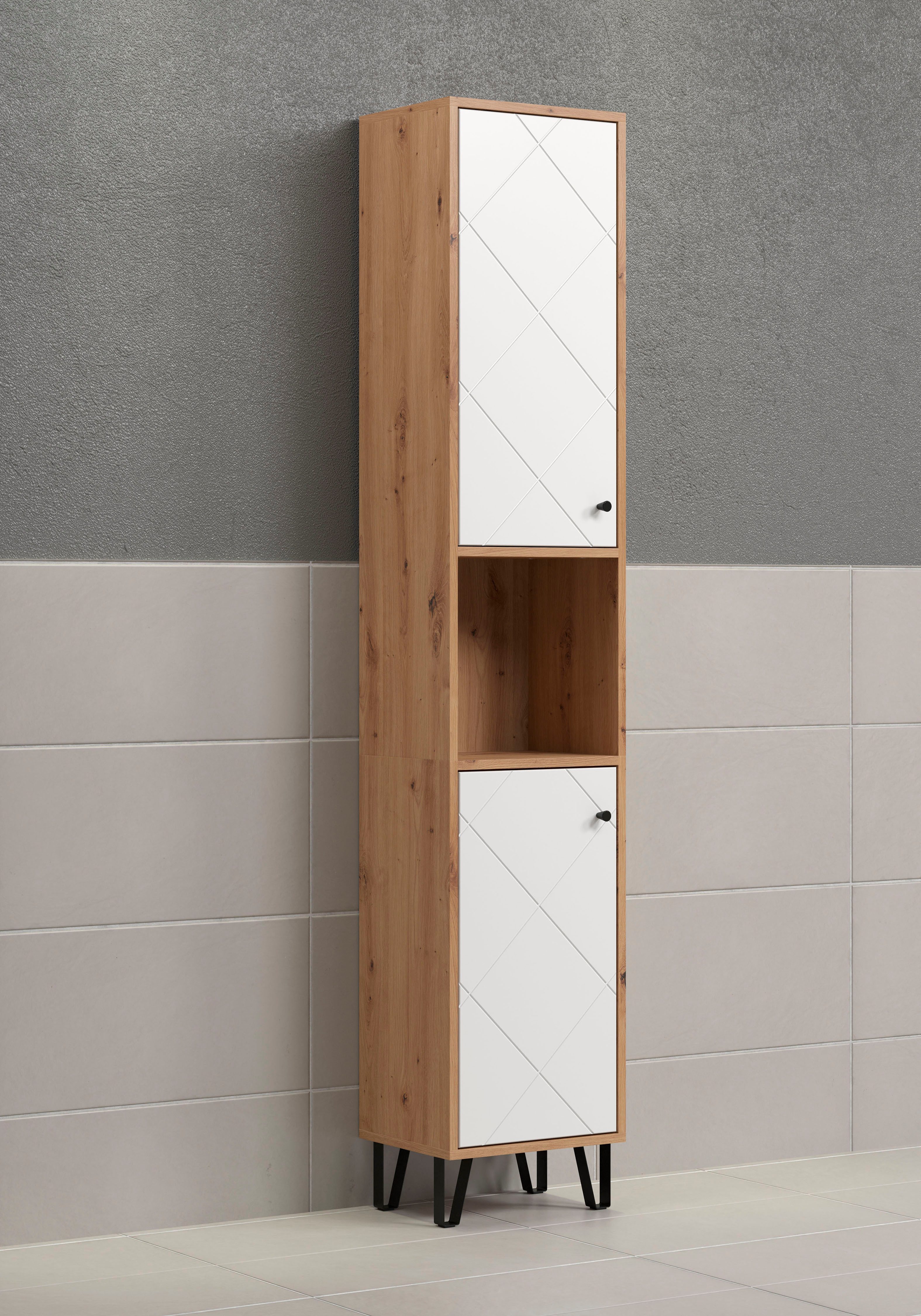 Places of Style Hochschrank Tarragona (1-St) Hochschrank mit 1 Tür & 1 Klappe - (B/T/H) 36/29/191 cm