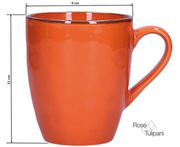 Rose & Tulpani Tasse Große Tasse Steingut Becher mit Henkel 430ml Grün, Steingut, Handgefertigt, Backofengeeignet