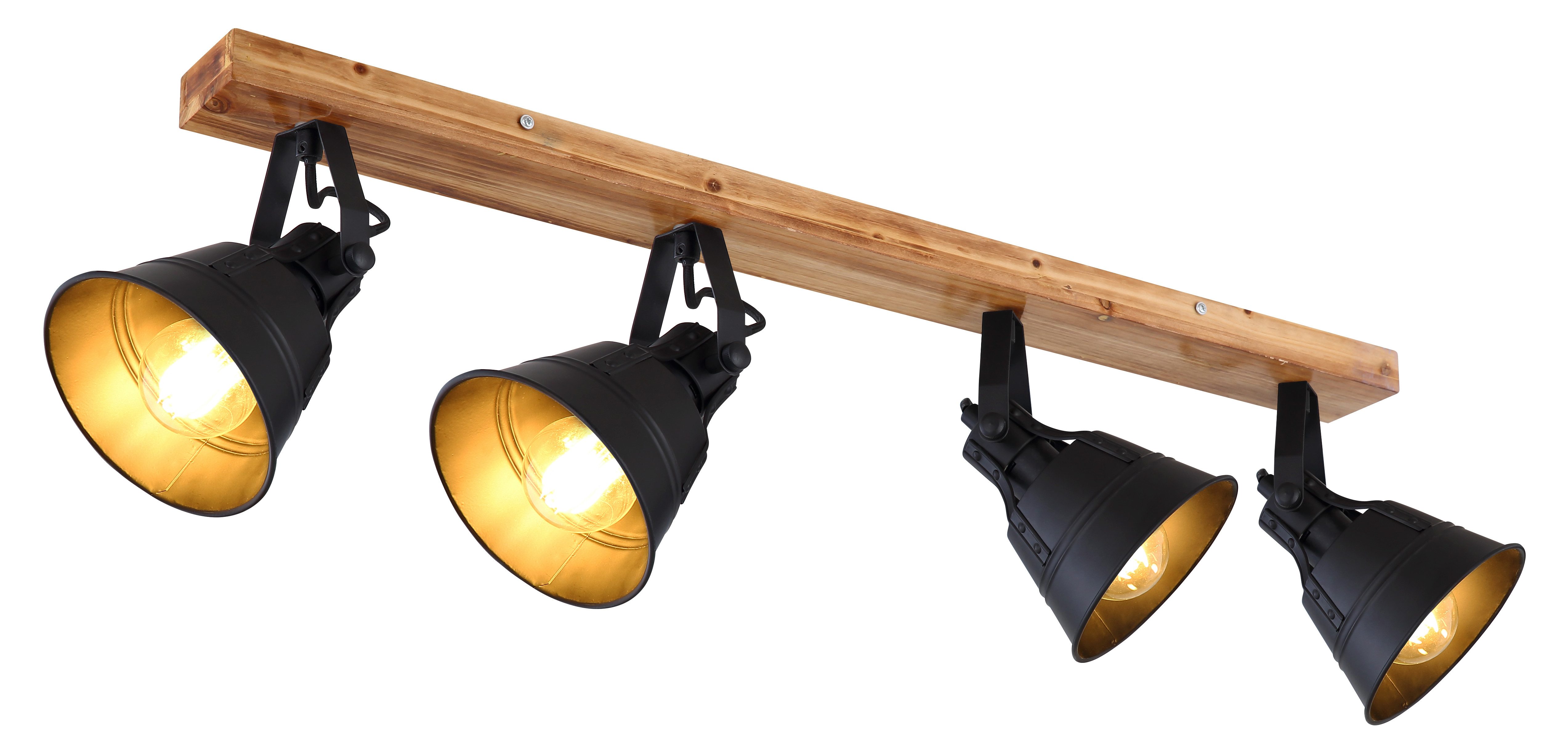 GLOBO LIGHTING Deckenstrahler GÜNTHER, ohne Leuchtmittel, Strahler/Holz/schwarz matt/Wohnzimmer/Flur/Arbeitszimmer