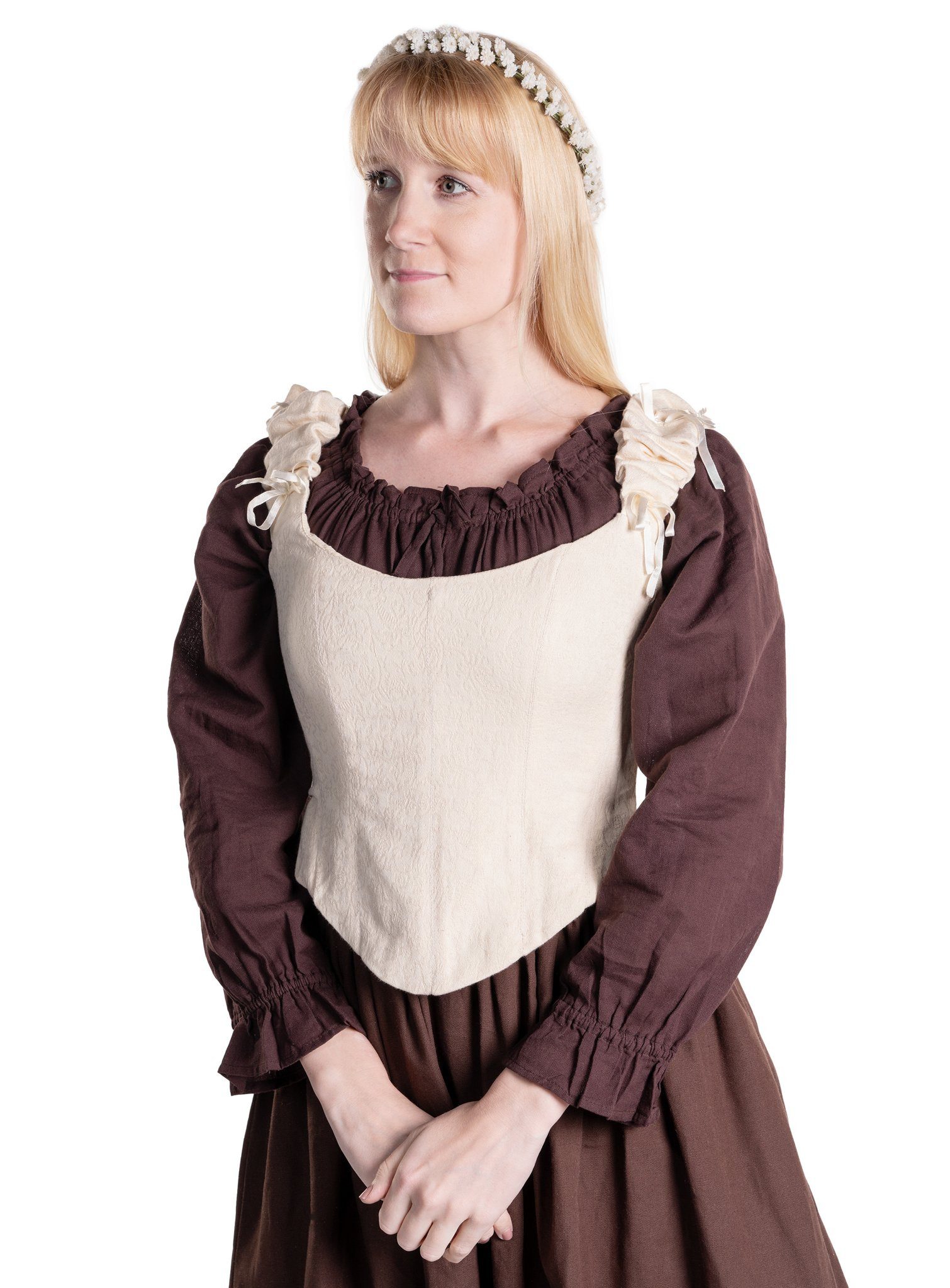 Metamorph Hexen-Kostüm Einfache Corsage mit Stäbchen weiß, Hochwertige und authentische Mittelalterkleidung zu unschlagbar günst