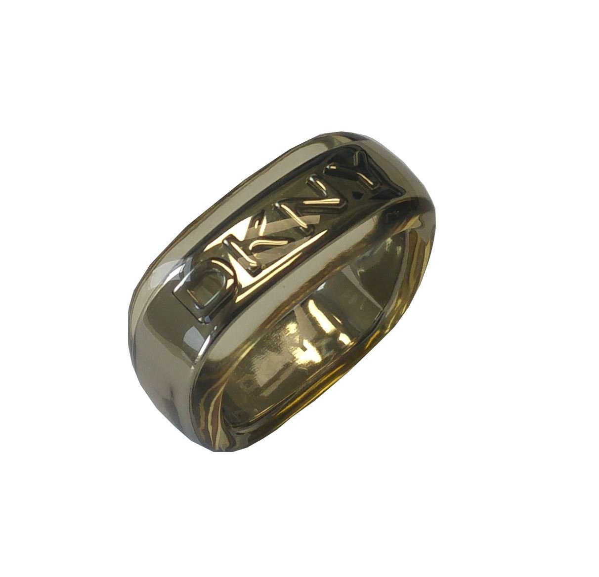 DKNY Fingerring Damen, aus Edelstahl, mit Kunststoff ummantelt, Beige, Gr. 56 (17,8mm) | Fingerringe