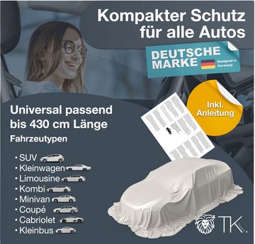 autogadget® Autoplane Premium Autoschutzhülle Auto Abdeckung - Abdeckplane Car Cover Silber (1-St), reflektierende Streifen / Antikratzsicht / integrierte Eingangstür