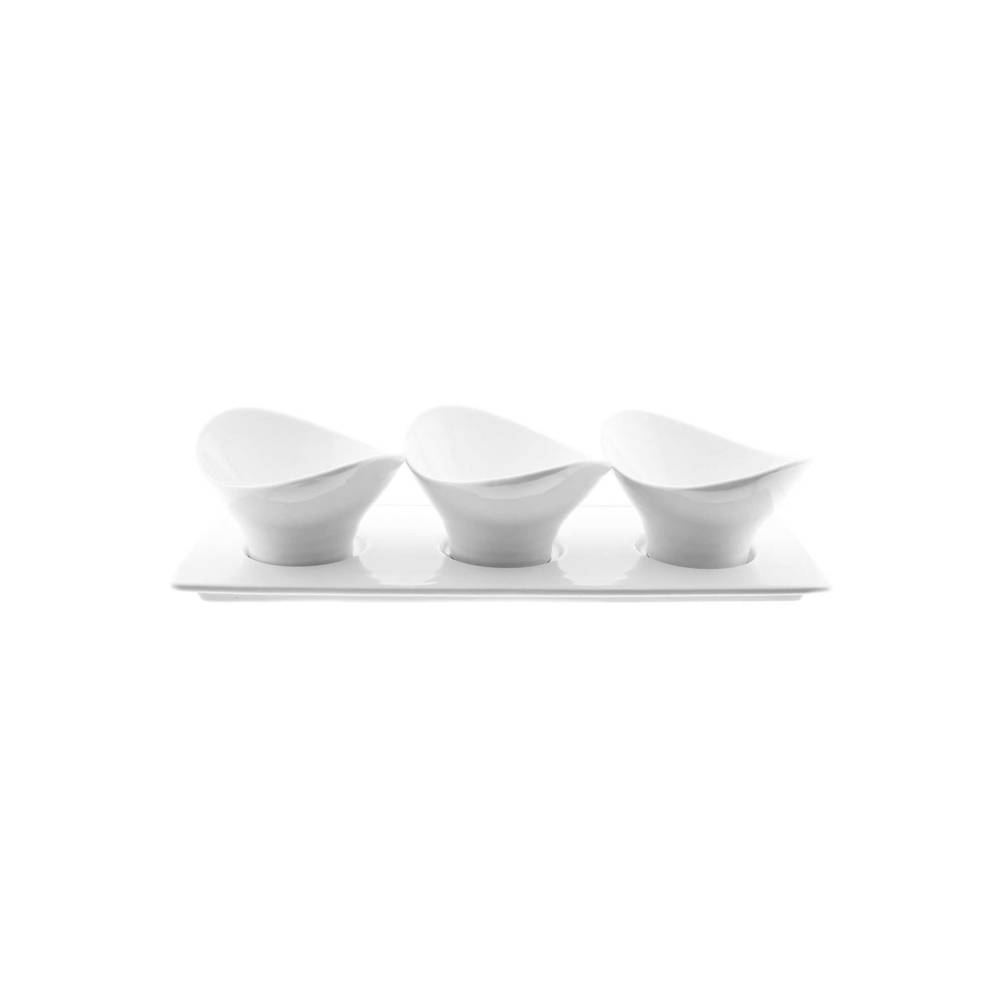 Trendmax Schale Elegantes Dipschalen-Set – 3 Schalen mit Servierplatte aus Porzellan, (4-tlg)