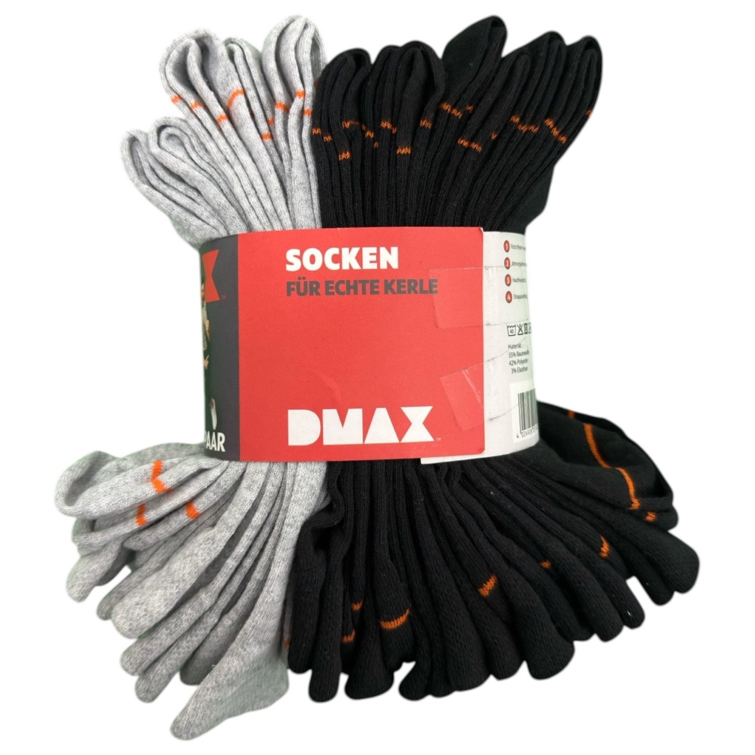 DMAX Businesssocken 10 Paar Herren BASIC Socken Strümpfe FÜR ECHTE KERLE Freizeitsocken