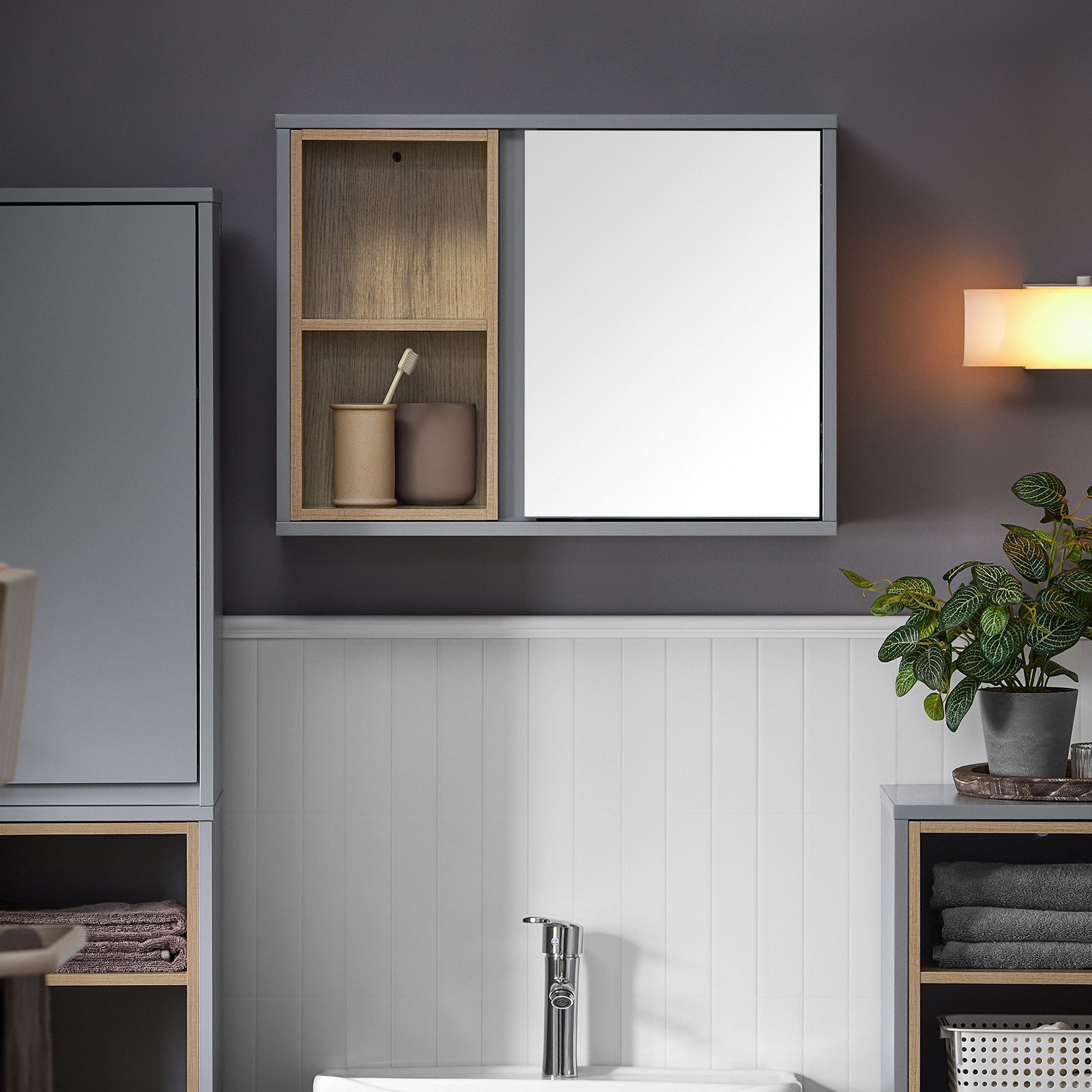 SoBuy Spiegelschrank BZR149 Hängeschrank Badezimmerschrank Spiegelschrank W günstig online kaufen