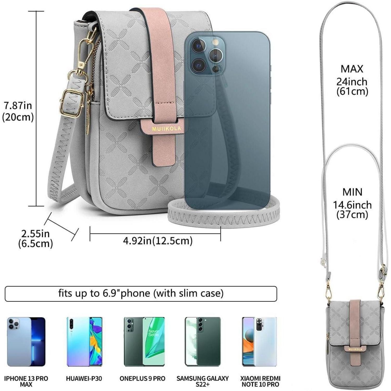 LuxusKollektion Handytasche Handytasche zum Umhängen RFID-Blockierung große Kapazität Damen – Bild 4 von 5