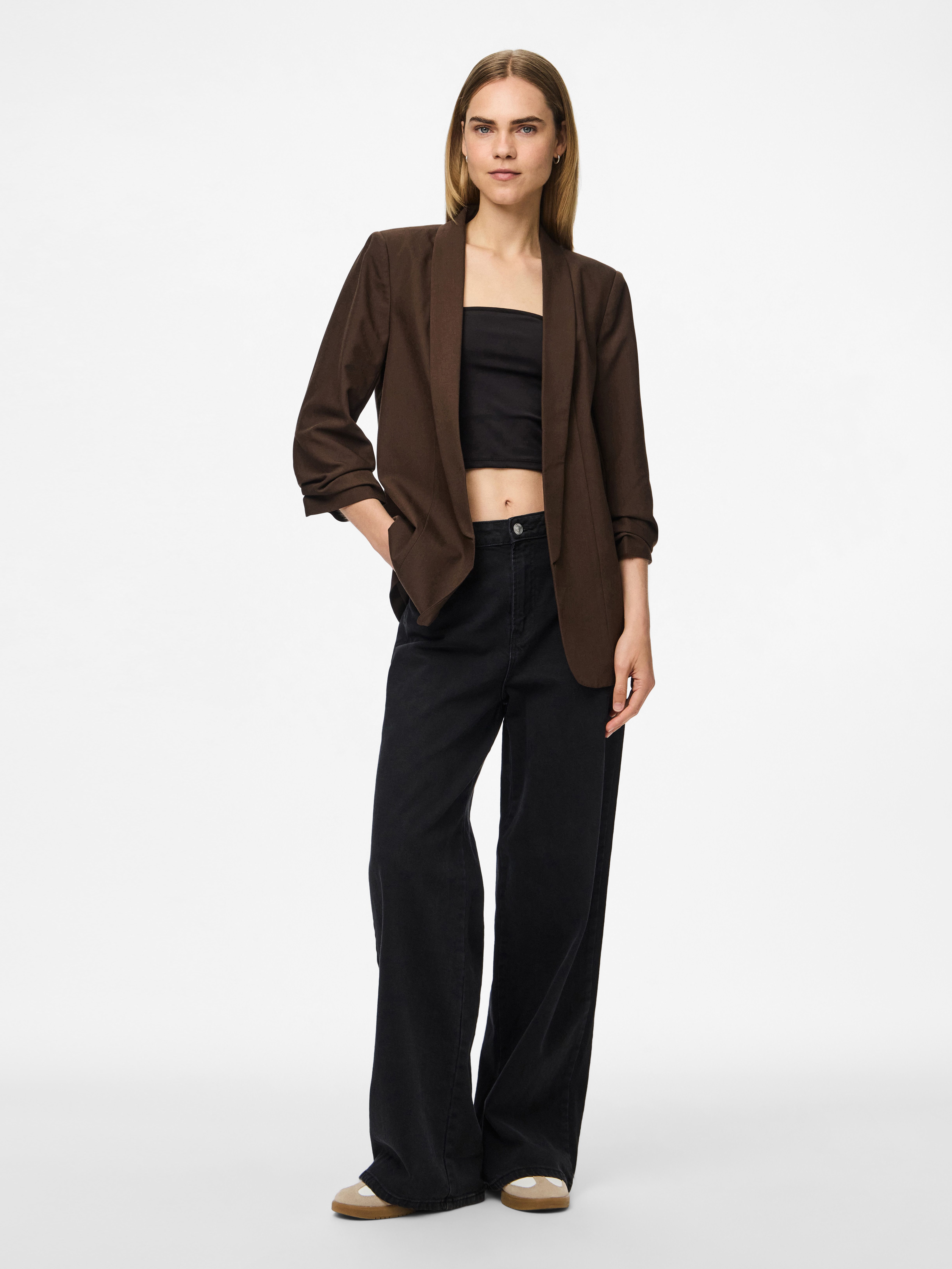 pieces Blusenblazer PCBOSELLA 3/4 BLAZER NOOS Materialmix, regular fit