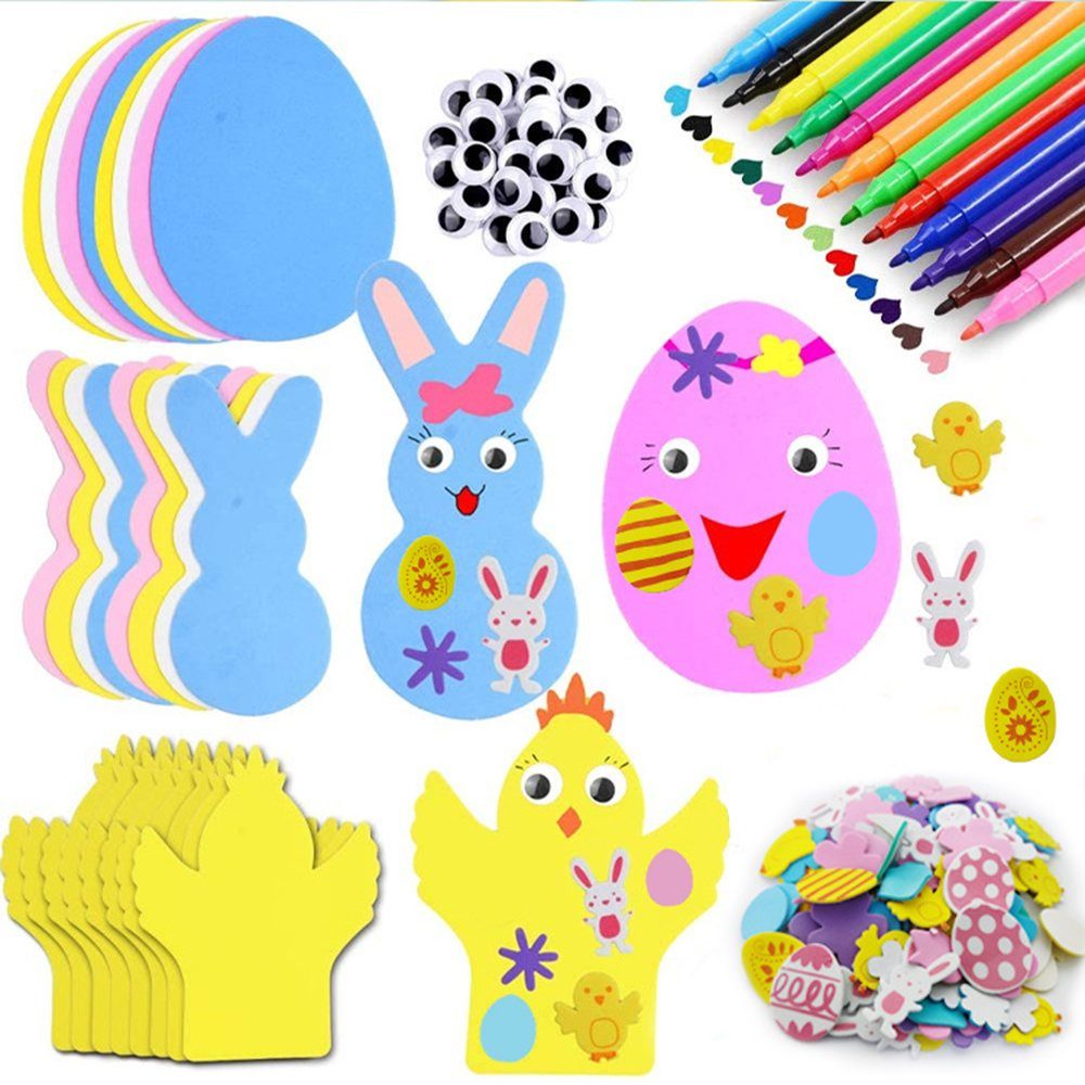 Coonoor Papierdekoration Ostereier Bastelset für Kinder DIY Ostern Anhänger Deko