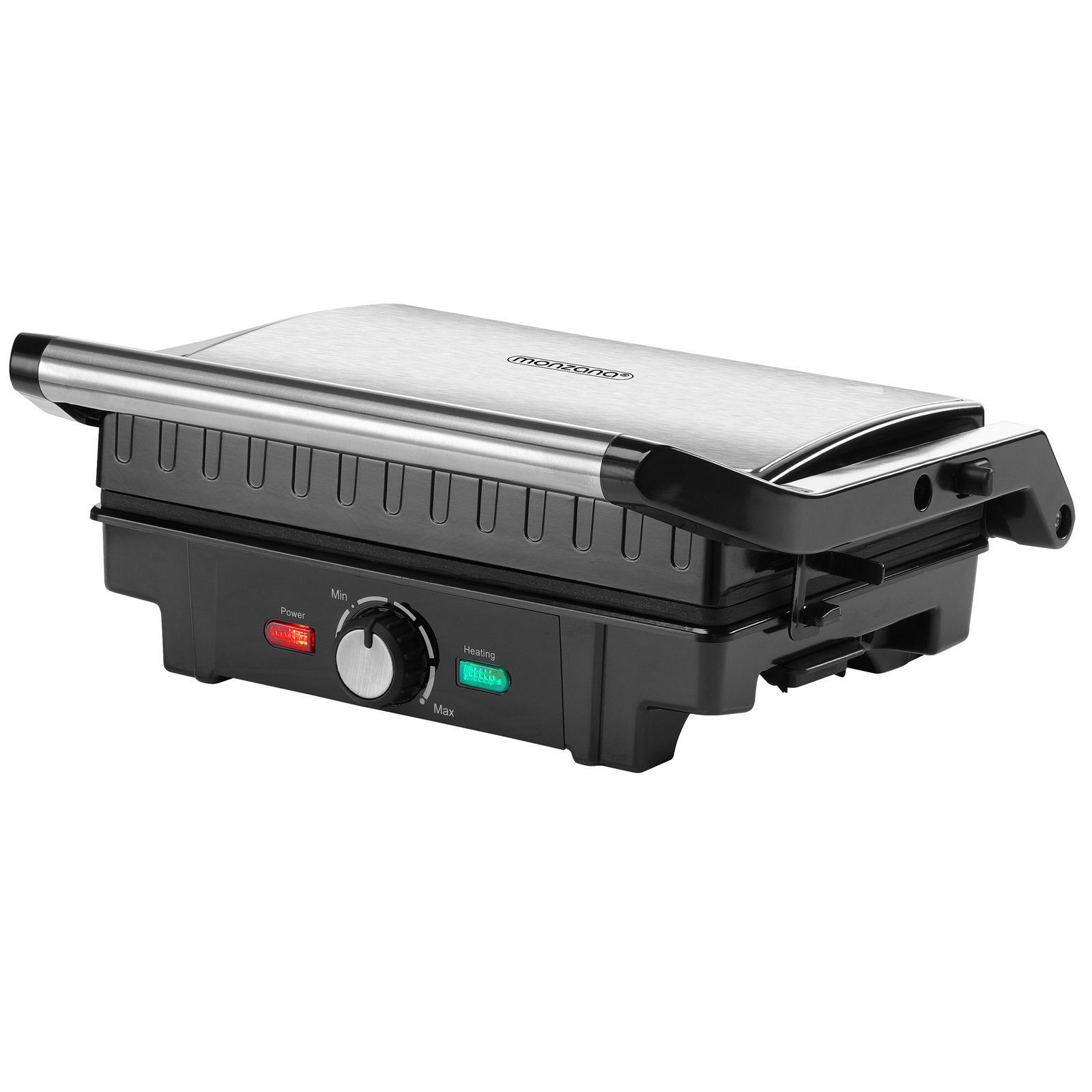 monzana Kontaktgrill, 1600 W, 180° Klappbar Antihaftbeschichtung Tischgrill Elektrogrill