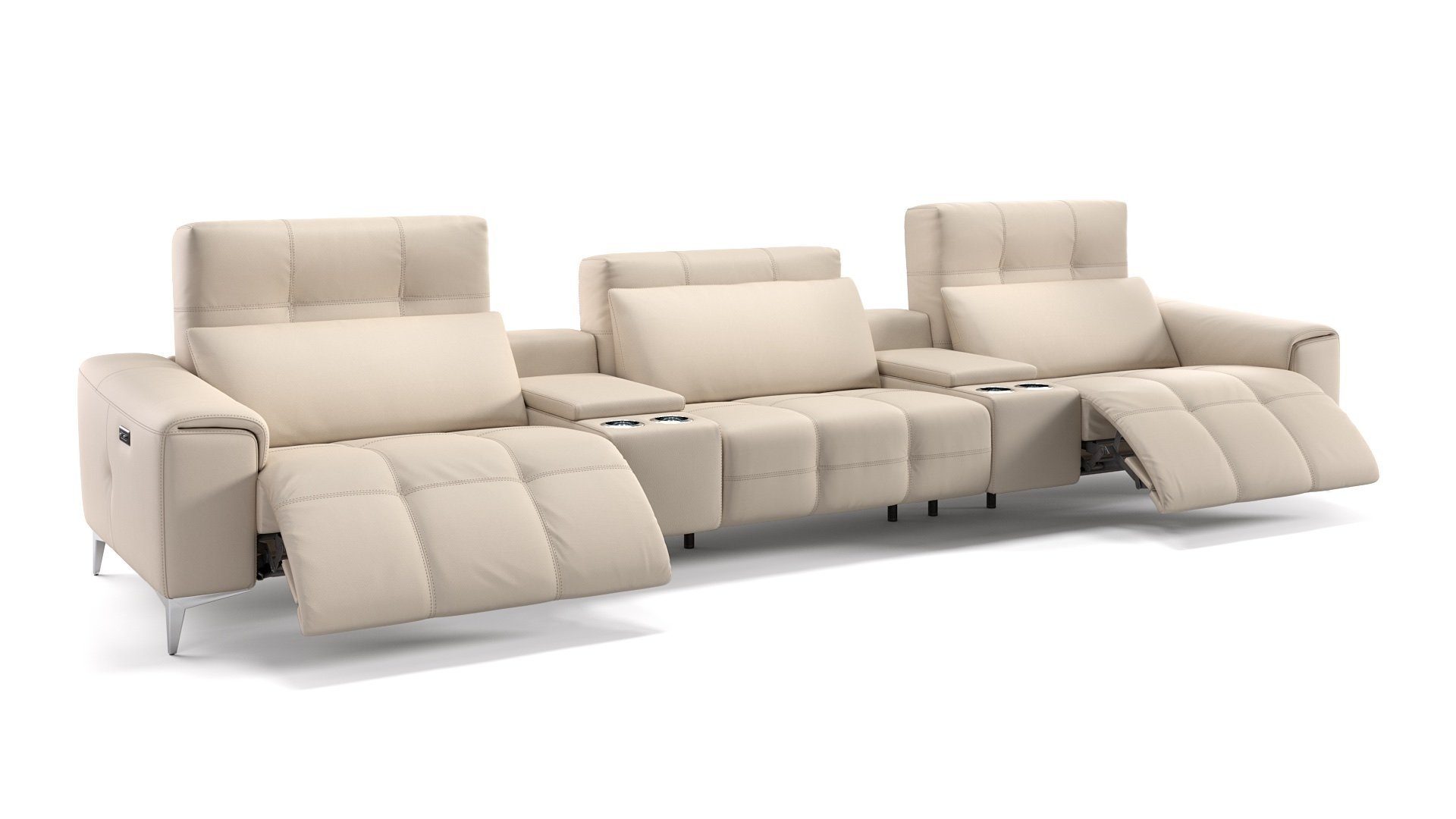 3-Sitzer Sofa 394 Creme x XXL: SALENTO Kinosofa cm Leder in 100 Sofanella