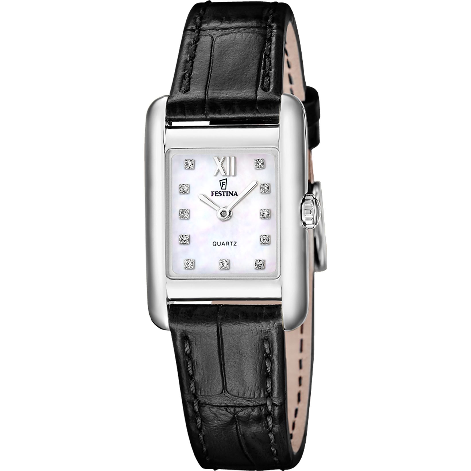 Festina Quarzuhr On the Square F20773_3, Armbanduhr, Damenuhr, Lederarmband, analog