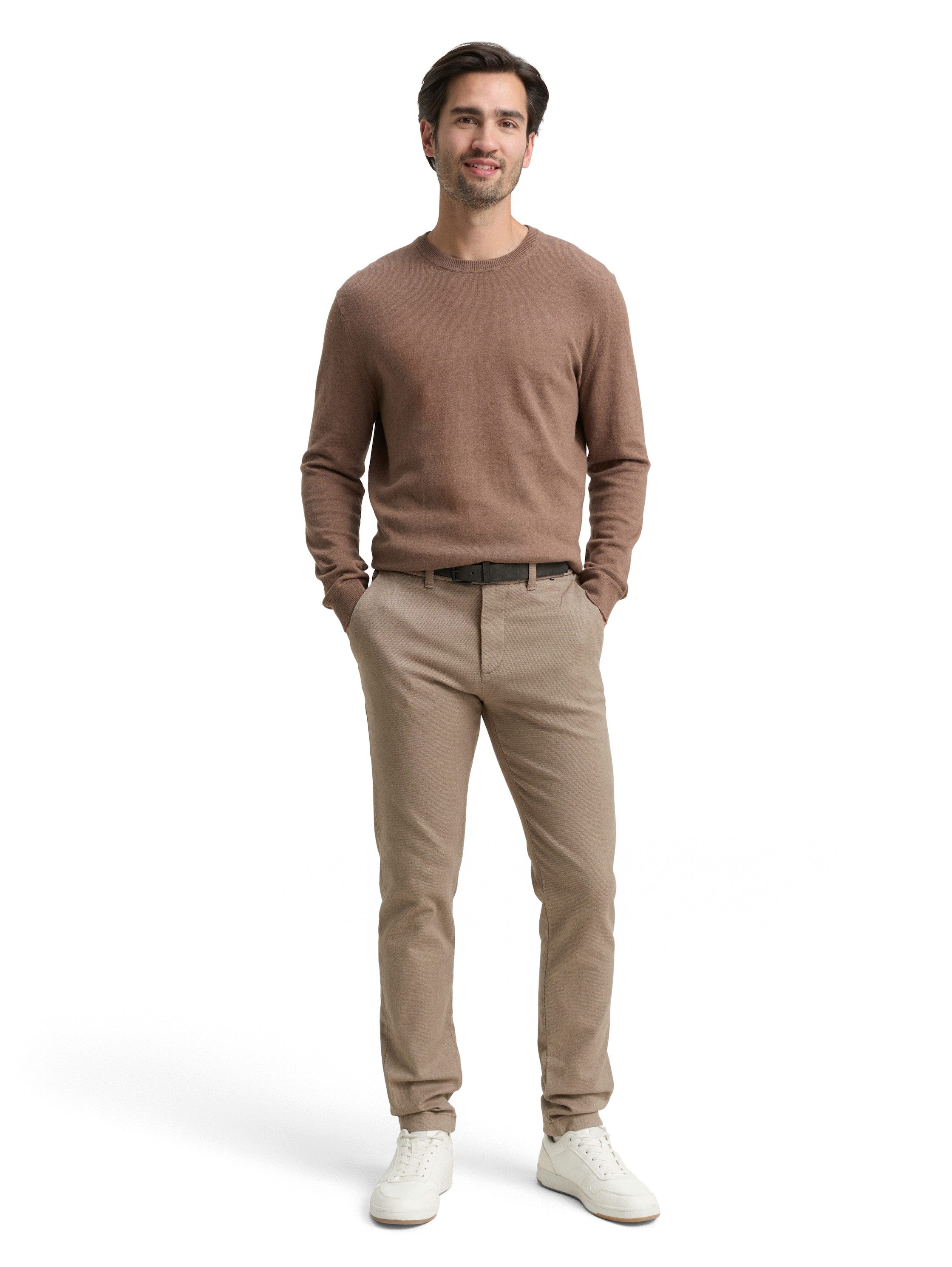 TOM TAILOR Chinohose (2-tlg., inklusive Gürtel) mit dezenter Struktur