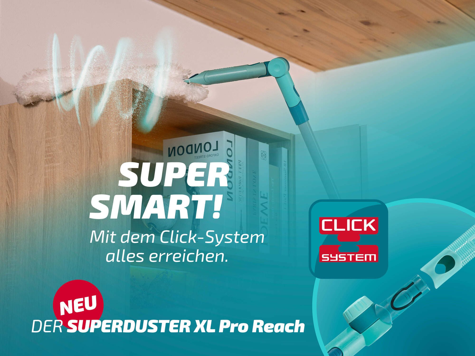 Leifheit Staubwischer Set SUPERDUSTER XL Pro Reach (4-St), langlebig, Click-System, ideal für Reinigung höherer Stellen – Bild 5 von 5