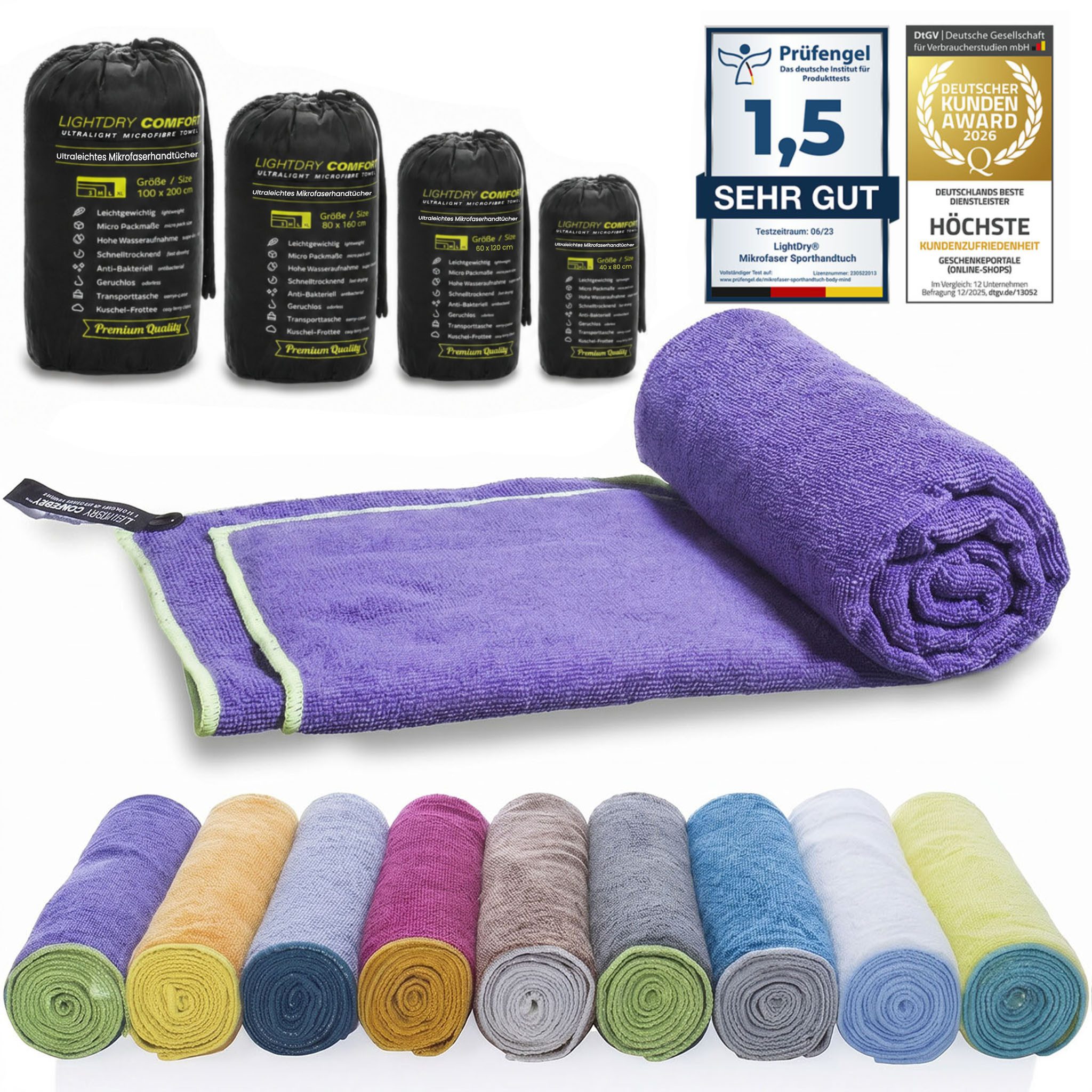 LightDry Reisehandtuch LightDry Reisehandtuch – Leichtes Mikrofaser-Sport und Strandhandtuch, Sport, Strand & Badehandtuch