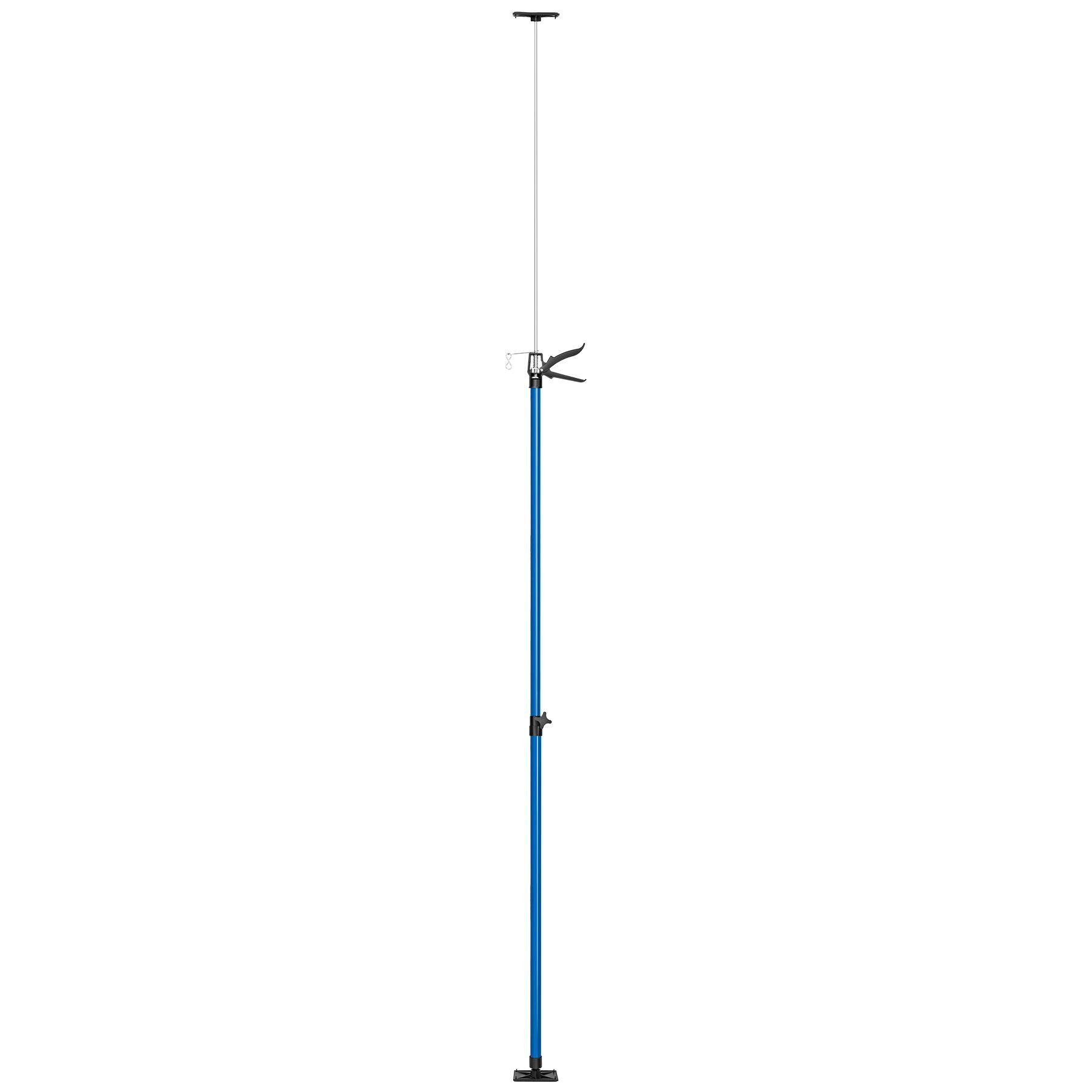 tectake Montageklemme 2er-Set Teleskopstütze, rutschfeste Auflageplatten mit Kugelgelenk, B: 8,00 cm, L: 20,00 cm, (Deckenstütze, in blau), Mit Schnellspannsystem, 115 – 290 cm, Belastbarkeit 30 kg je Stütze