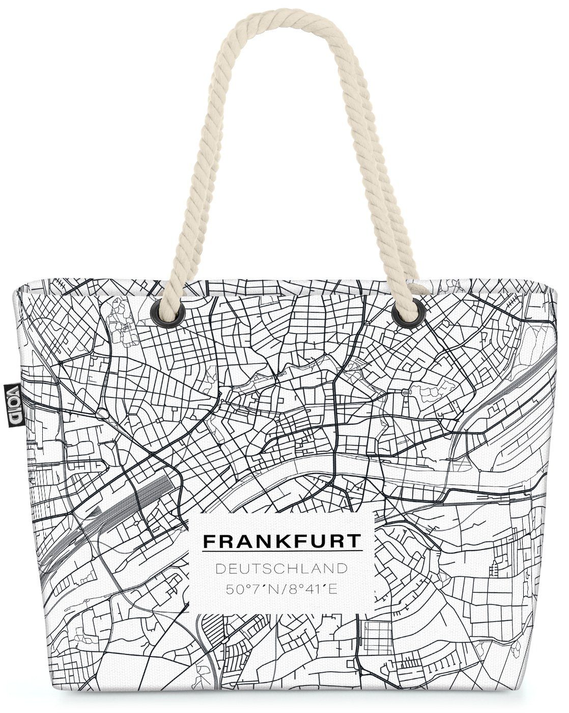 VOID Strandtasche (1-tlg), Frankfurt Stadtkart Karte Frankfurt Stadtplan Banken Beach Maps Deutschland Bag