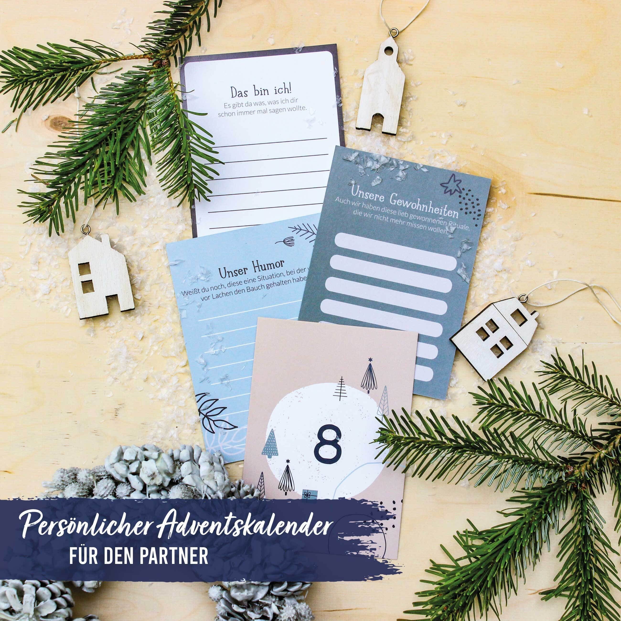 PAPIERDRACHEN Adventskalender 24 Karten Adventskalender - Geschenkidee in der Vorweihnachtszeit, zum Basteln und Verschenken