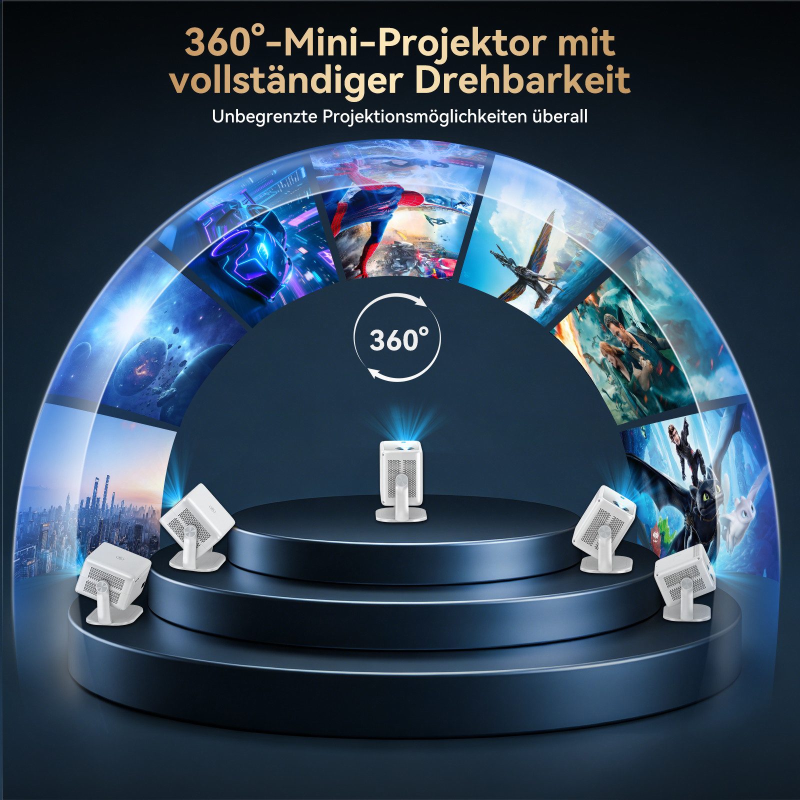 OSCAL 2026 Native 1080P Beamer 4K, Autofokus & Sprachsteuerung Heimprojektor Beamer (30000 lm, 1500:1, 1920 x 1080 px, 30000 lm, < 34db, Android 13, 3840x2160 px, Full HD) weiß
