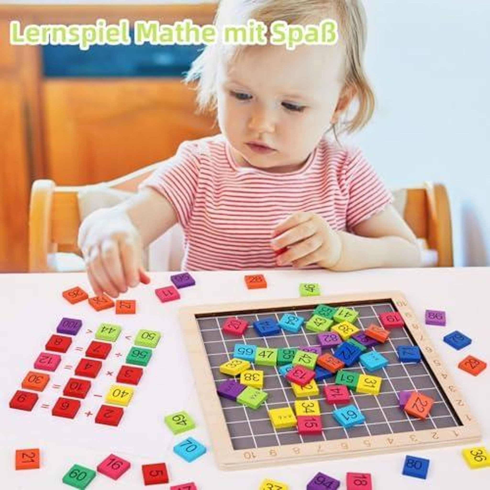 FELIXLEO Rechenschieber Montessori Mathe Spielzeug Hunderterbrett aus Holz Zahlen 1 bis 100, (1-tlg)