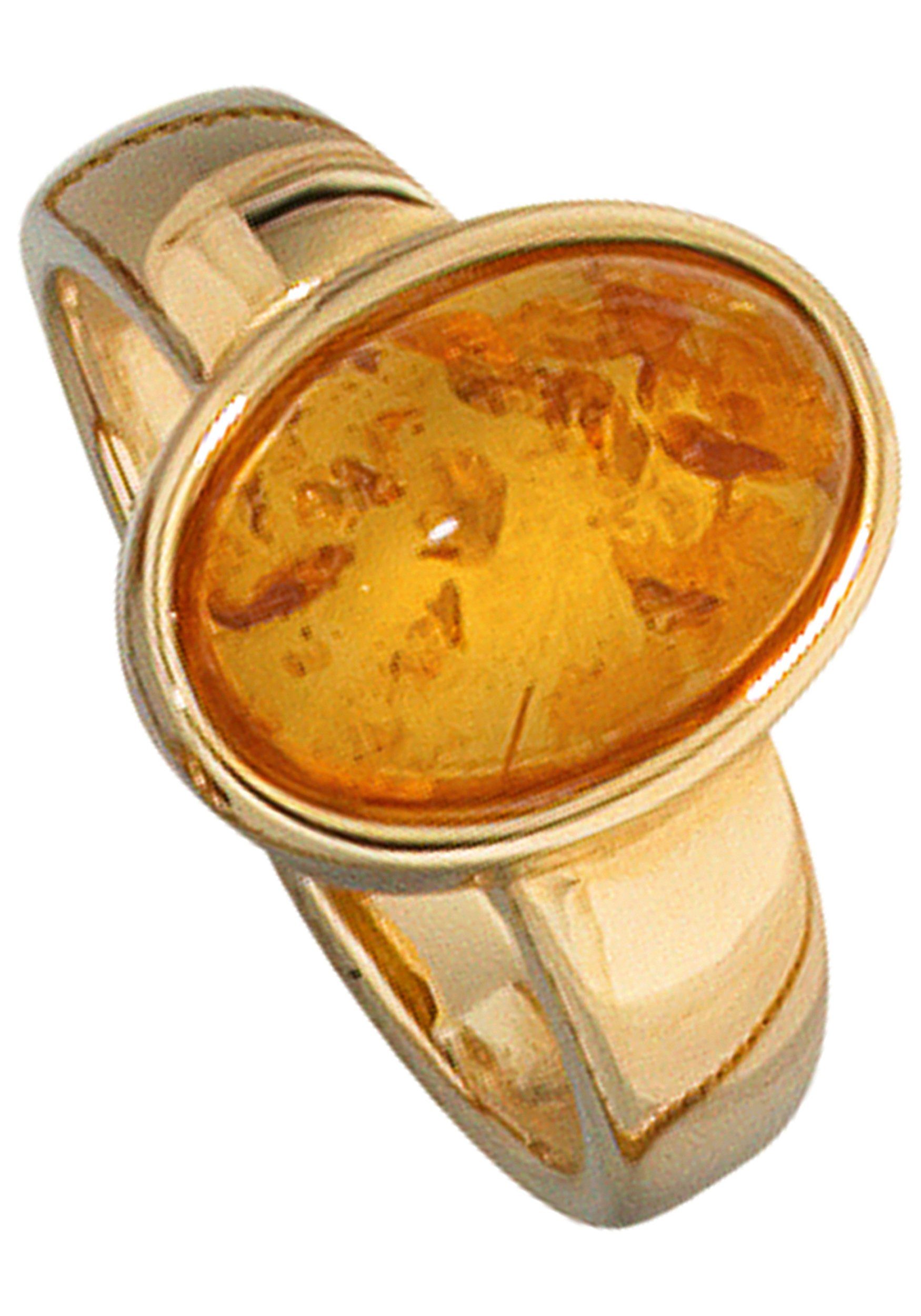 JOBO Goldring, 585 Gold mit Bernstein