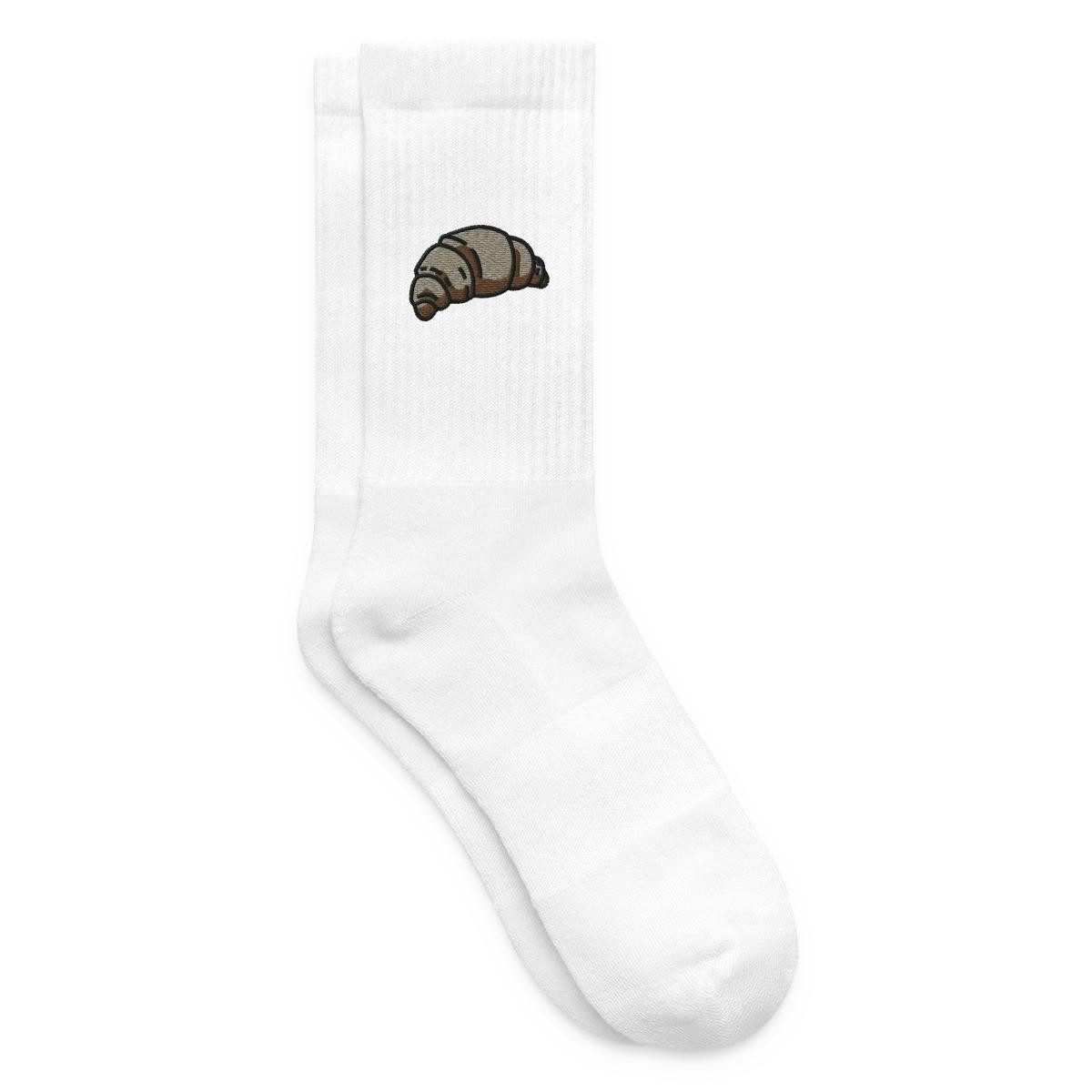 Spreadshirt Socken Croissant bestickt Französisches Stick Motiv Tennissocken (1-Paar)