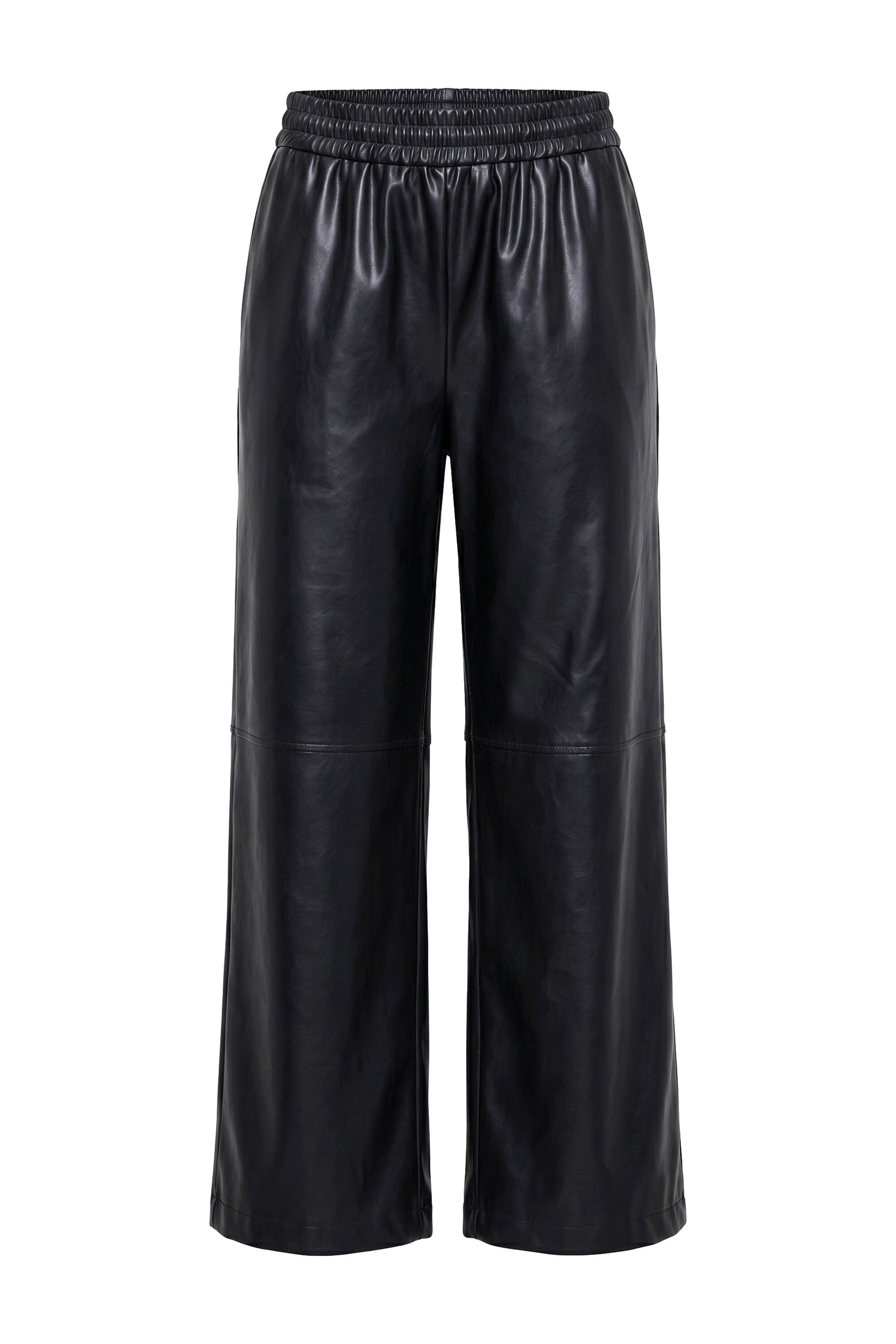 Studio Untold Schlupfhose Fake-Lederhose Wide Legs Nappaleder-Optik – Bild 2 von 4