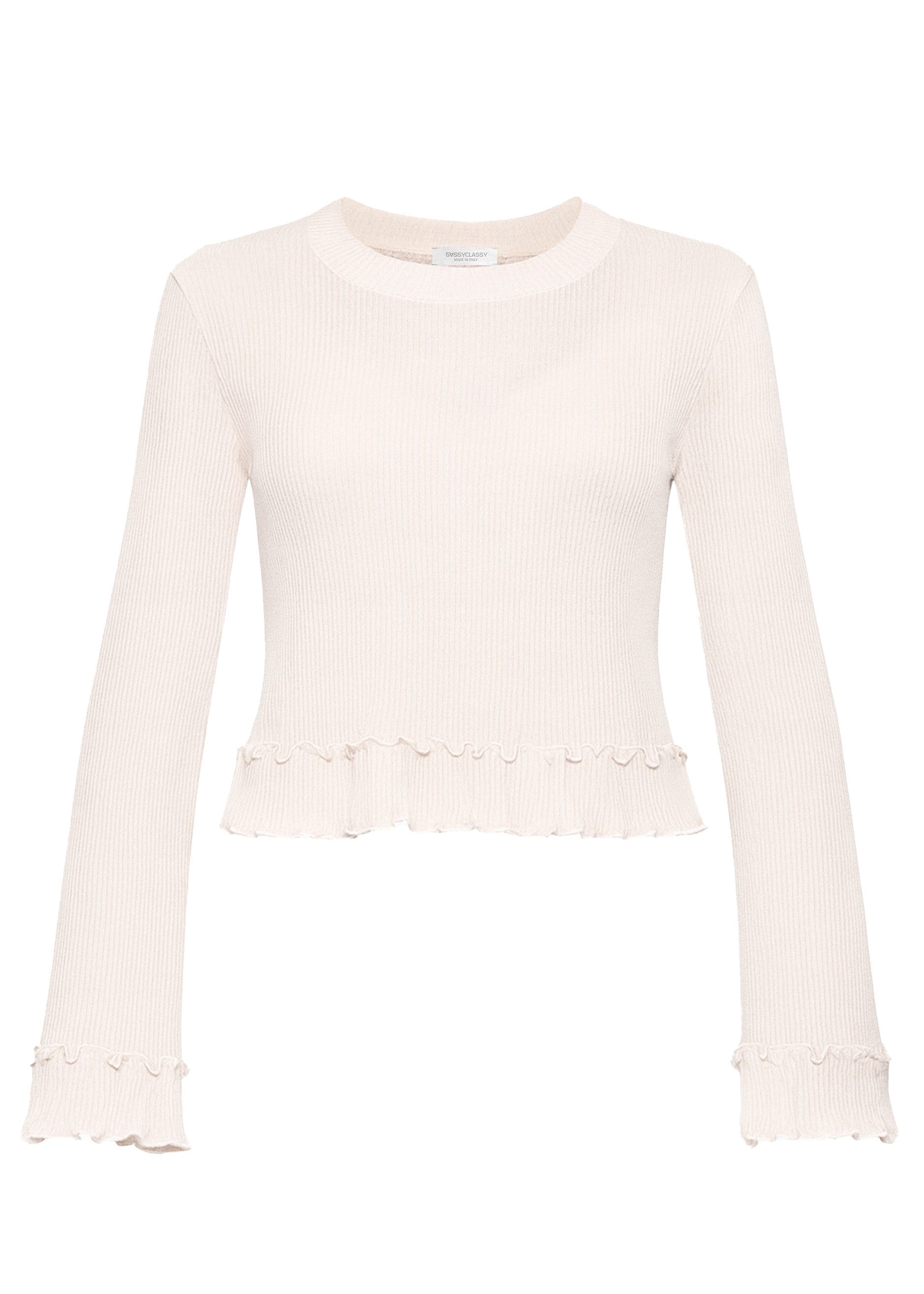 SASSYCLASSY Langarmshirt Langarmshirt mit Volants für Damen Feminines Shirt günstig online kaufen