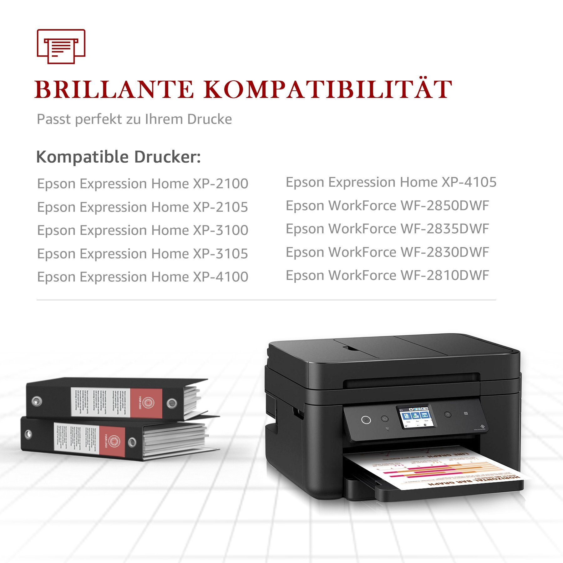 603XL Tintenpatrone 4100 (XP-2100 Toner XL WF-2810 2150 Kingdom 4Schwarz EPSON 3100 4105 603 3105 4155, für 3155 ersetzt 3150 2850) 2155 2835 2830 4150 2105