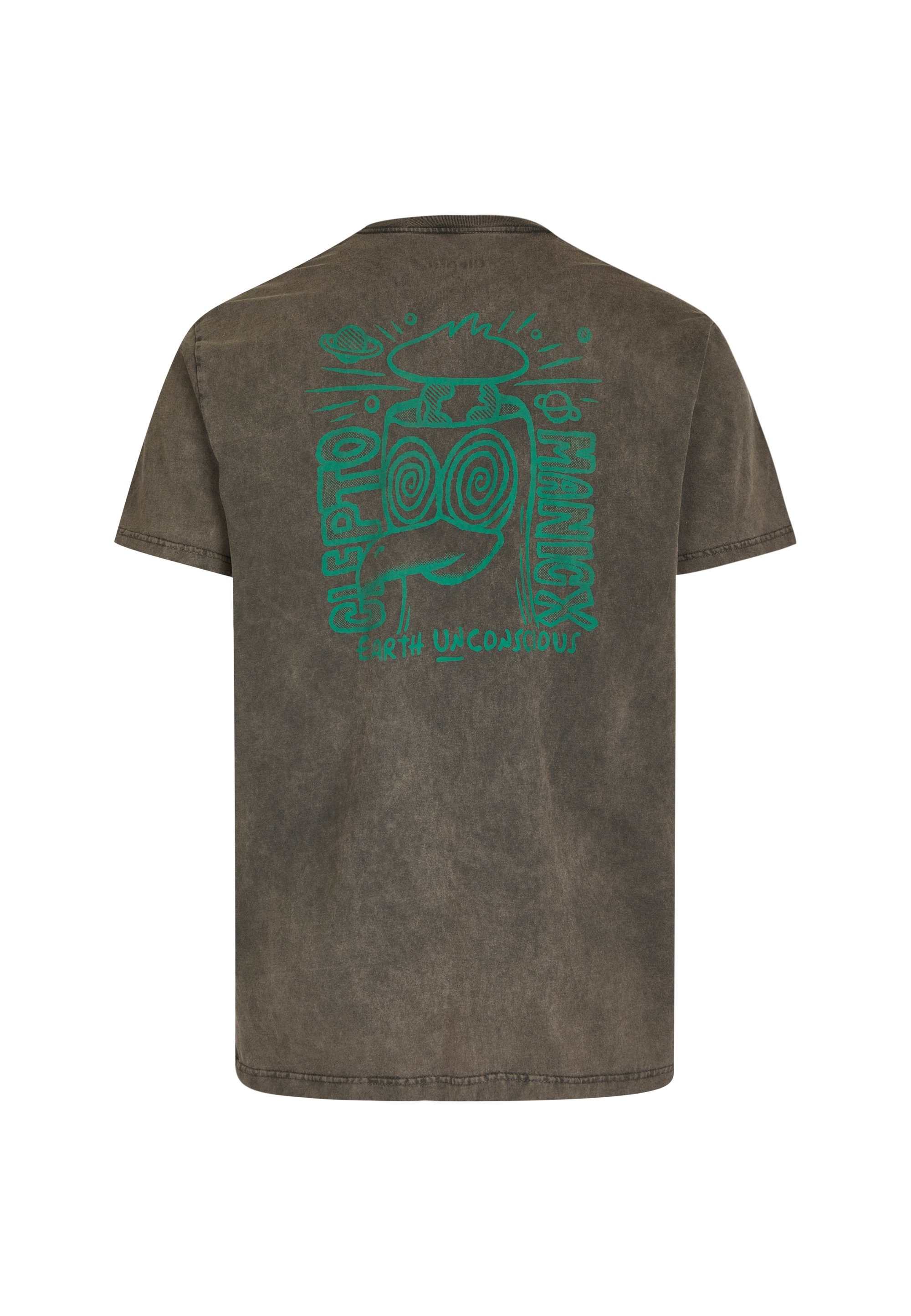 Cleptomanicx T-Shirt Unconscious mit Print coolem dunkelgrau