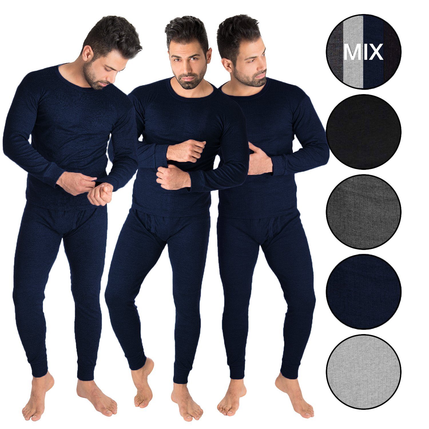 Black Snake Thermounterhemd cushy (Set, 3-St) Thermounterwäsche Set 3x Unterhemd + Unterhose Blau