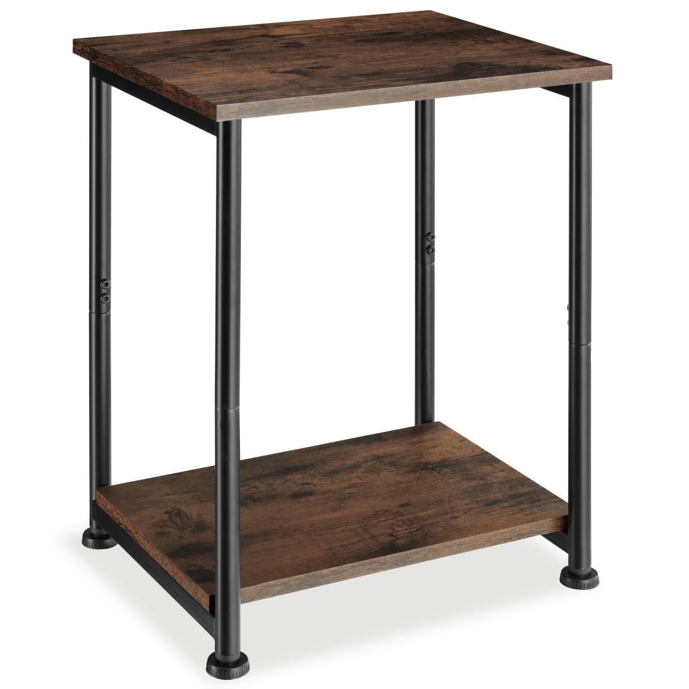 tectake Beistelltisch Ablagetisch, 38,5 x 30 x 51,5 cm, ausgestattet mit 2 Ablagen (Sofatisch Yonkers, 1-St., in Industrial Holz dunkel, rustikal), Industrial Style, Holz & Stahl, mit höhenverstellbaren Kunststofffüßen