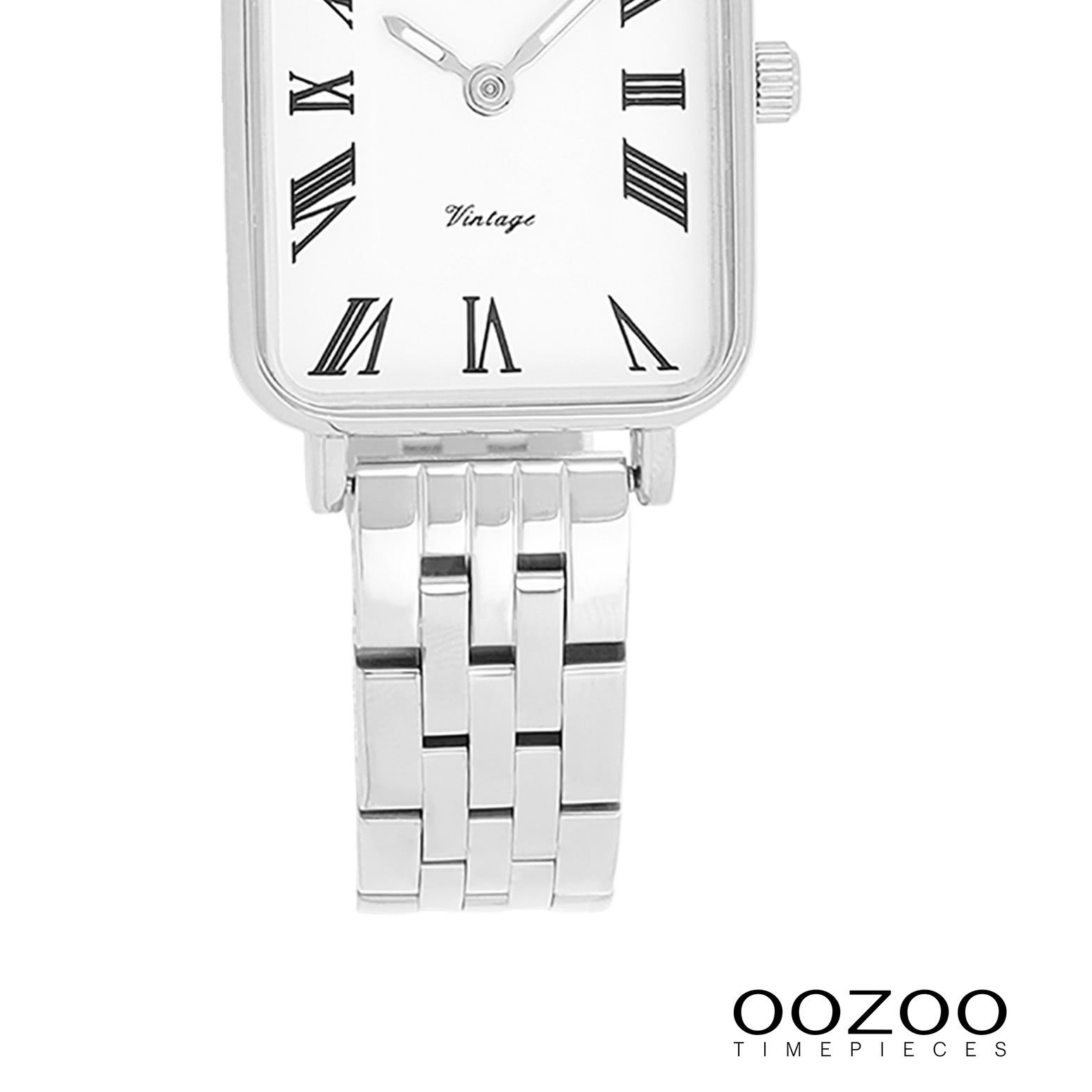 OOZOO Quarzuhr Oozoo Damen Armbanduhr OOZOO Vintage, (Analoguhr), Damenuhr rechteckig, extra groß (24x28mm) Metallarmband, Fashion-Style