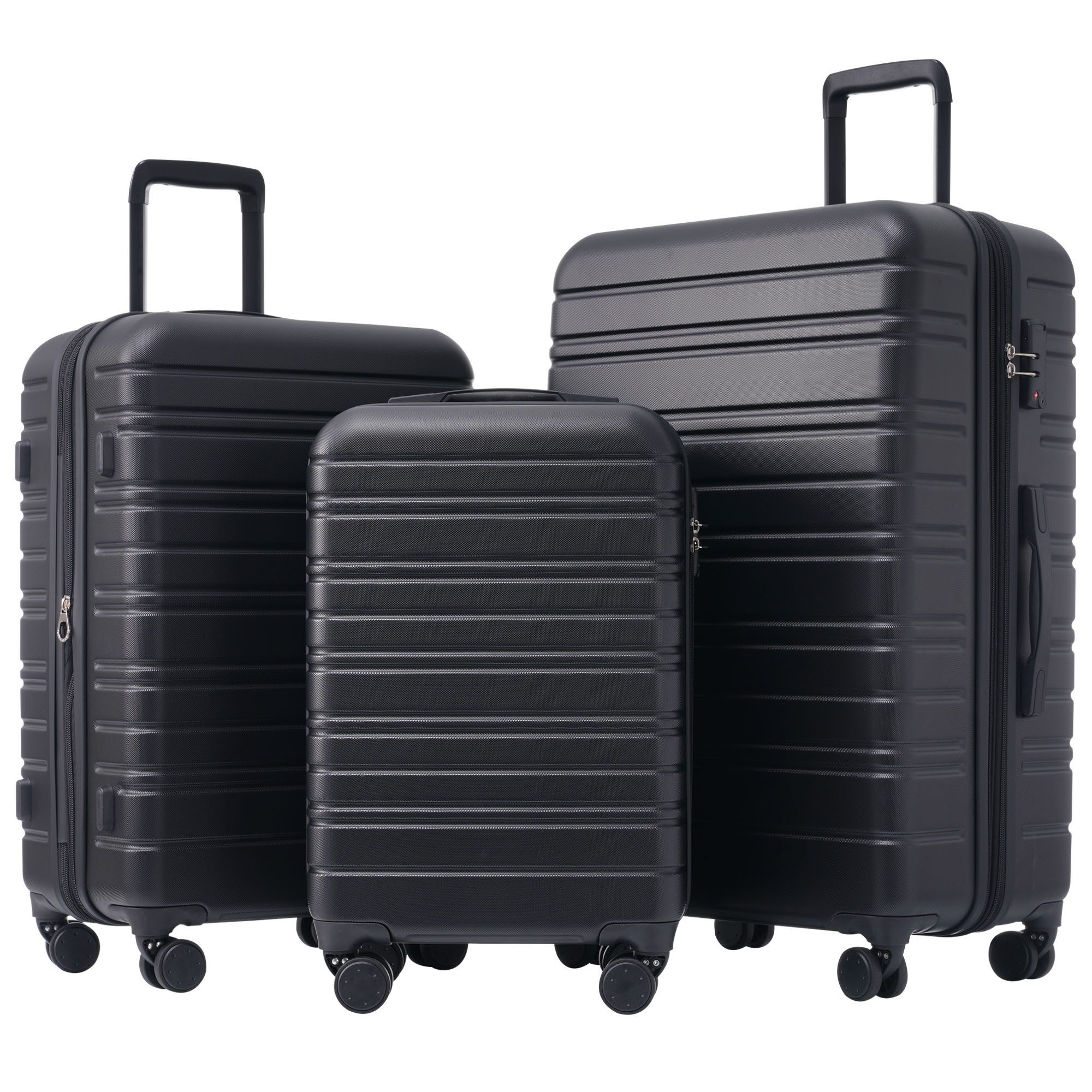 Blusmart Kofferset Hartschalenkoffer Set 3-teilig Trolley Set, 4 Rollen, (Hochwertiges ABS-Kofferset, 1 tlg., Robust, leicht und stilvoll), 360° Rollen, mit Zahlenschloss