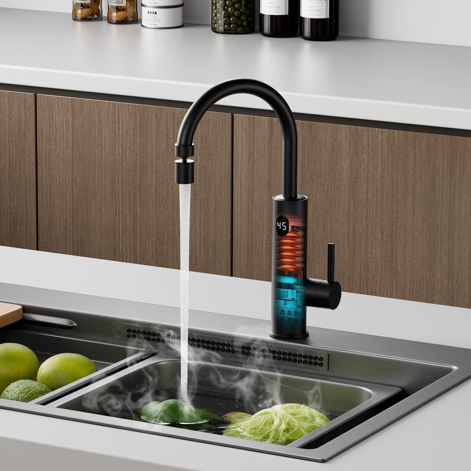 Oihpaw Küchenarmatur Wasserhahn Mit Durchlauferhitzer Elektrischer Wasserha günstig online kaufen