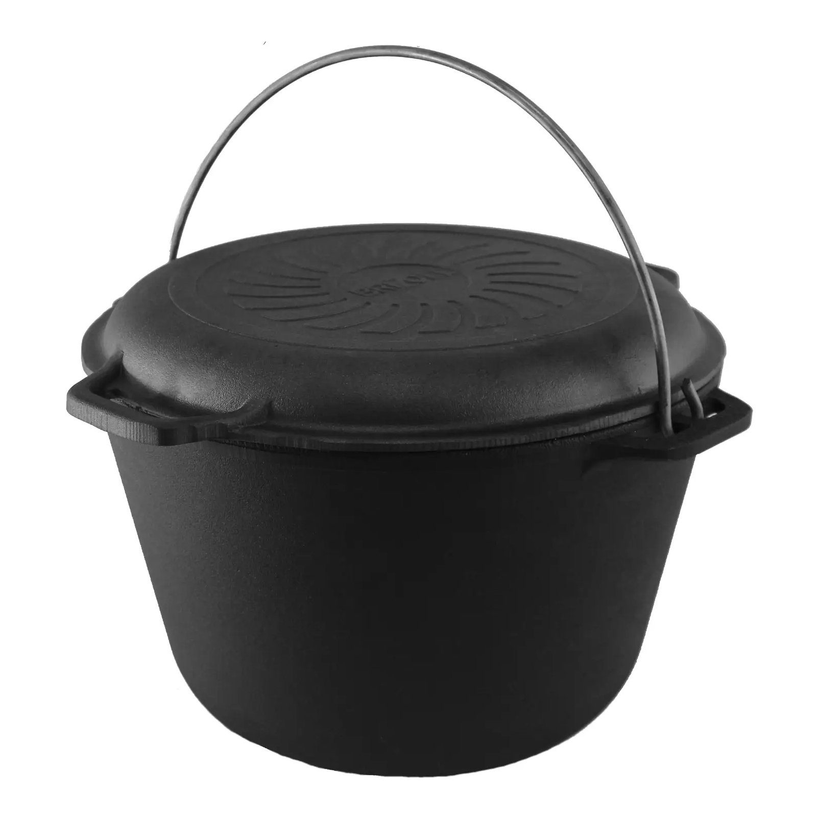 4BIG.fun Grilltopf 8L Kazan Schwenktopf Gusseisen Deckel-Bratpfanne, Gusseisen