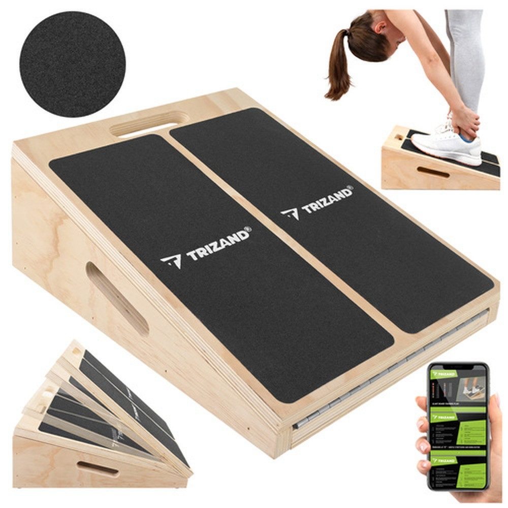 Trizand Fitnessmatte Trainingsbrett Wadenübungsbrett (Spar-Set, 1-St., Dehnung), Neigungswinkel von 15° bis 35° ermöglichen gezielte Anpassung