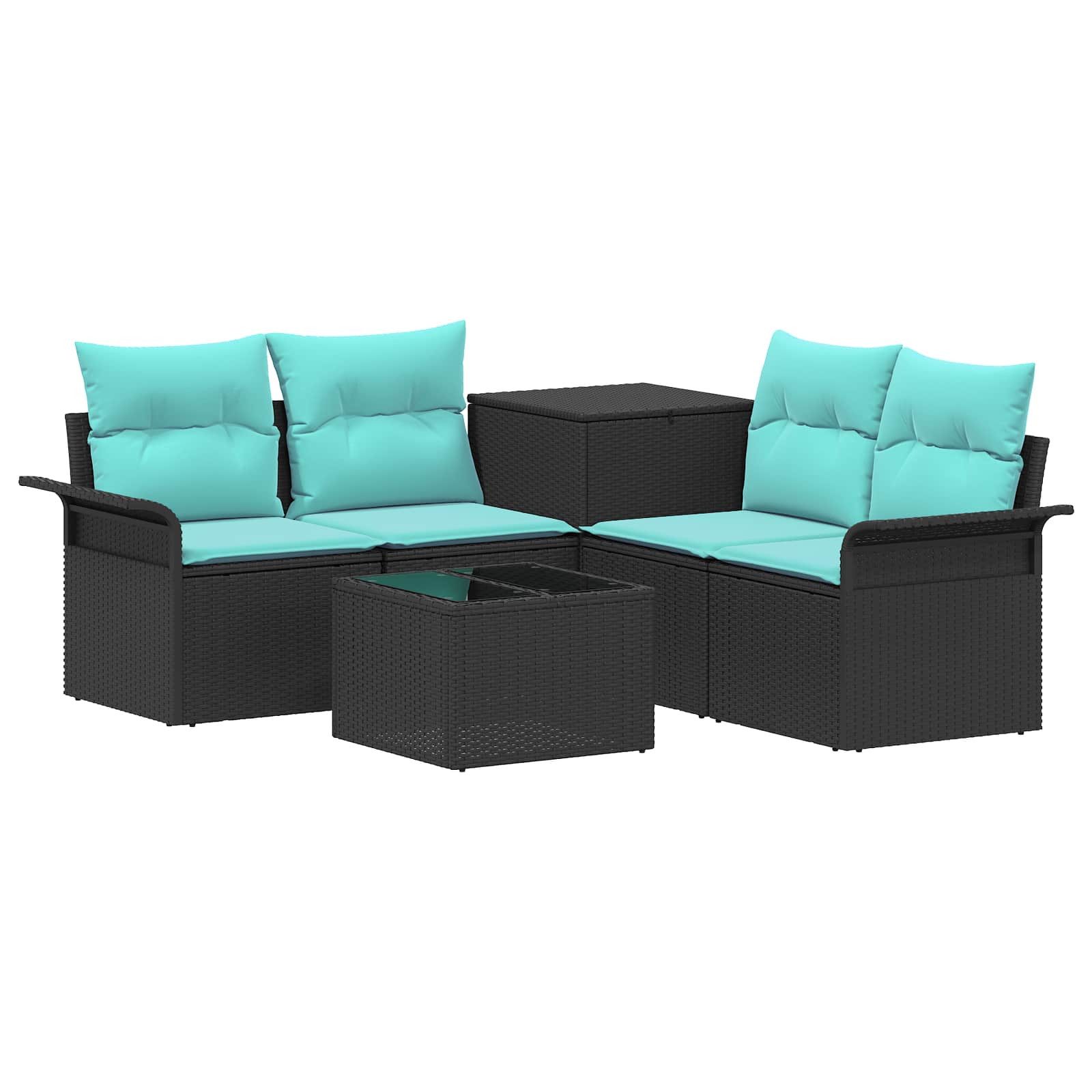 vidaXL Loungesofa Sofa Set 6 stk. 4-Sitzanzahl Schwarz und Blau, 6 Teile