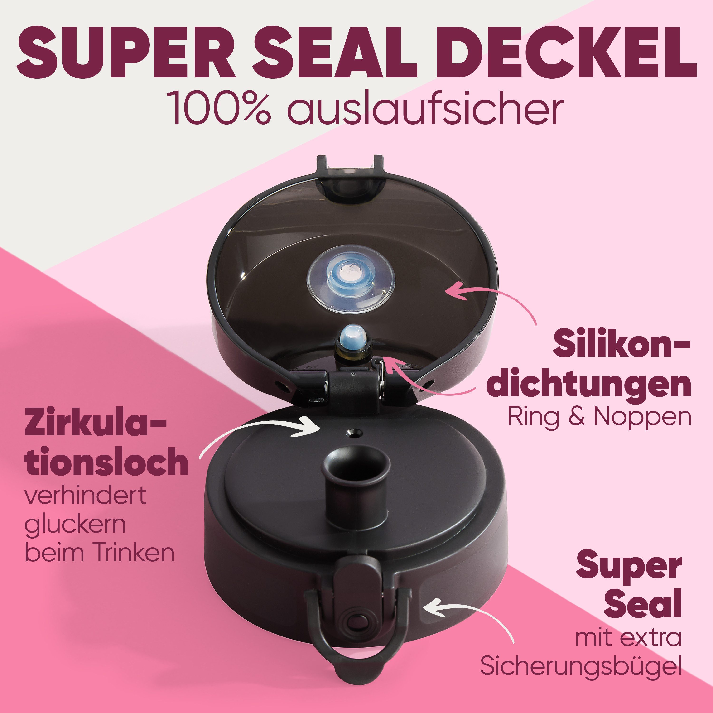 Blumtal Trinkflasche auslaufsichere Trinkflasche Sport + 1-Klick-Verschluss, BPA-freie Wasserflasche mit Sieb - spülmaschinenfest