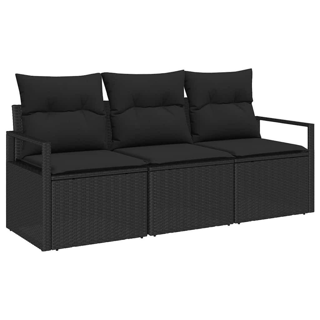 vidaXL Loungesofa Gartensofa-set 3 stk. Schwarz Poly-Rattan, 3 Teile