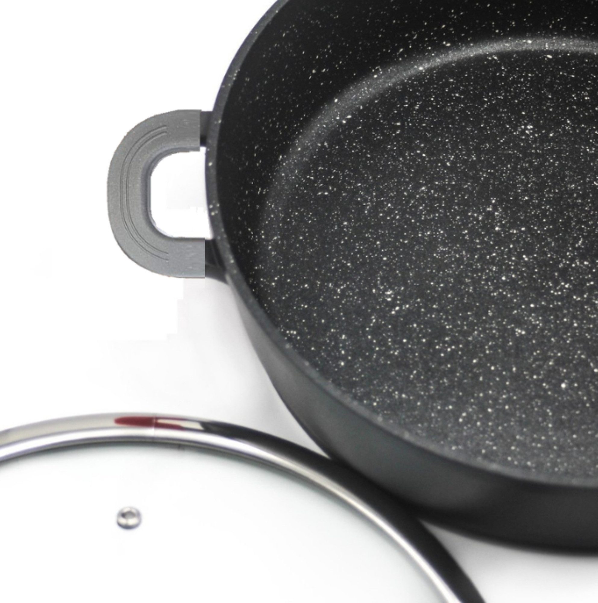 Cheffinger Kochtopf 6-tlg Kochtopfset mit Deckel ø36cm/ø40cm/ø44cm für alle Herdarten, Aluminium, 18/10-Stahl, Glas, Marmor, Antihaft