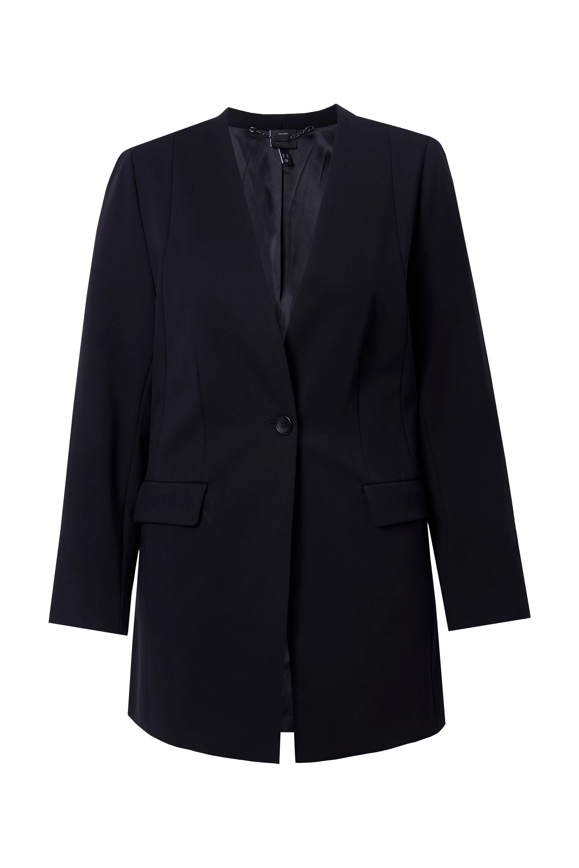 Ulla Popken Blusenblazer Blazer Punto di Roma V-Ausschnitt Knopfverschluss günstig online kaufen