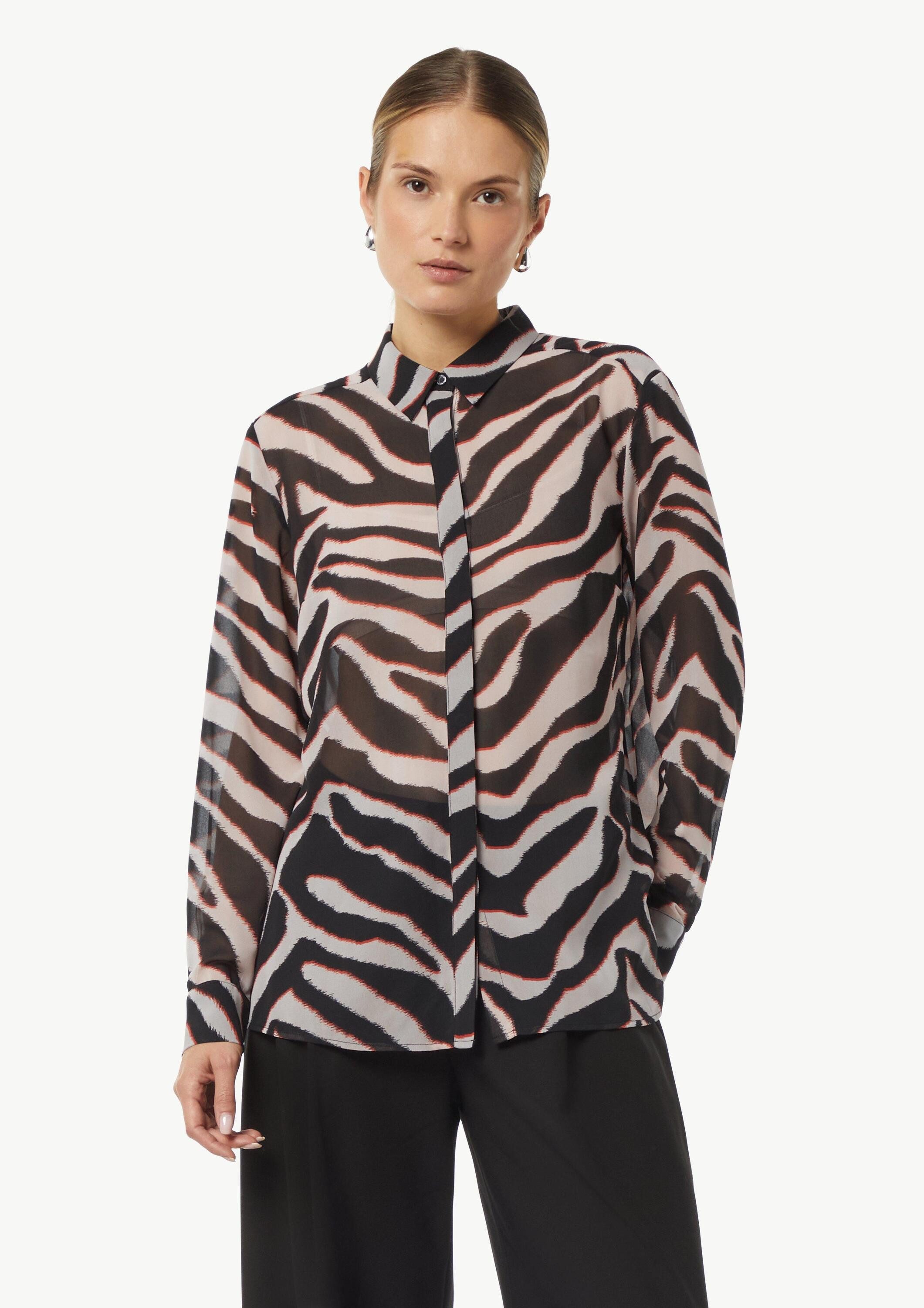 comma Langarmbluse Bluse Chiffon-Bluse mit Hemdkragen günstig online kaufen