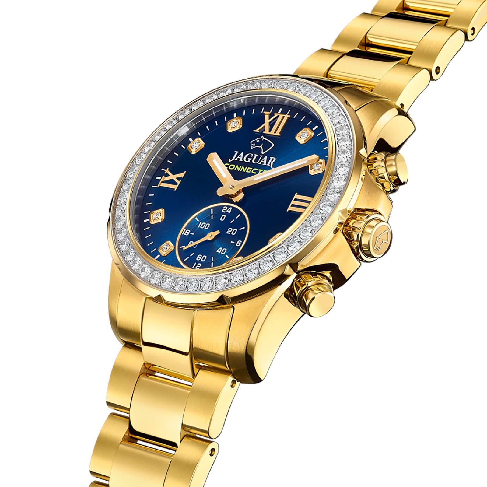 JAGUAR Multifunktionsuhr Jaguar Damenuhr Edelstahl gold Jaguar, (Multifunktionsuhr), Damen Armbanduhr rund, Edelstahlarmband gold