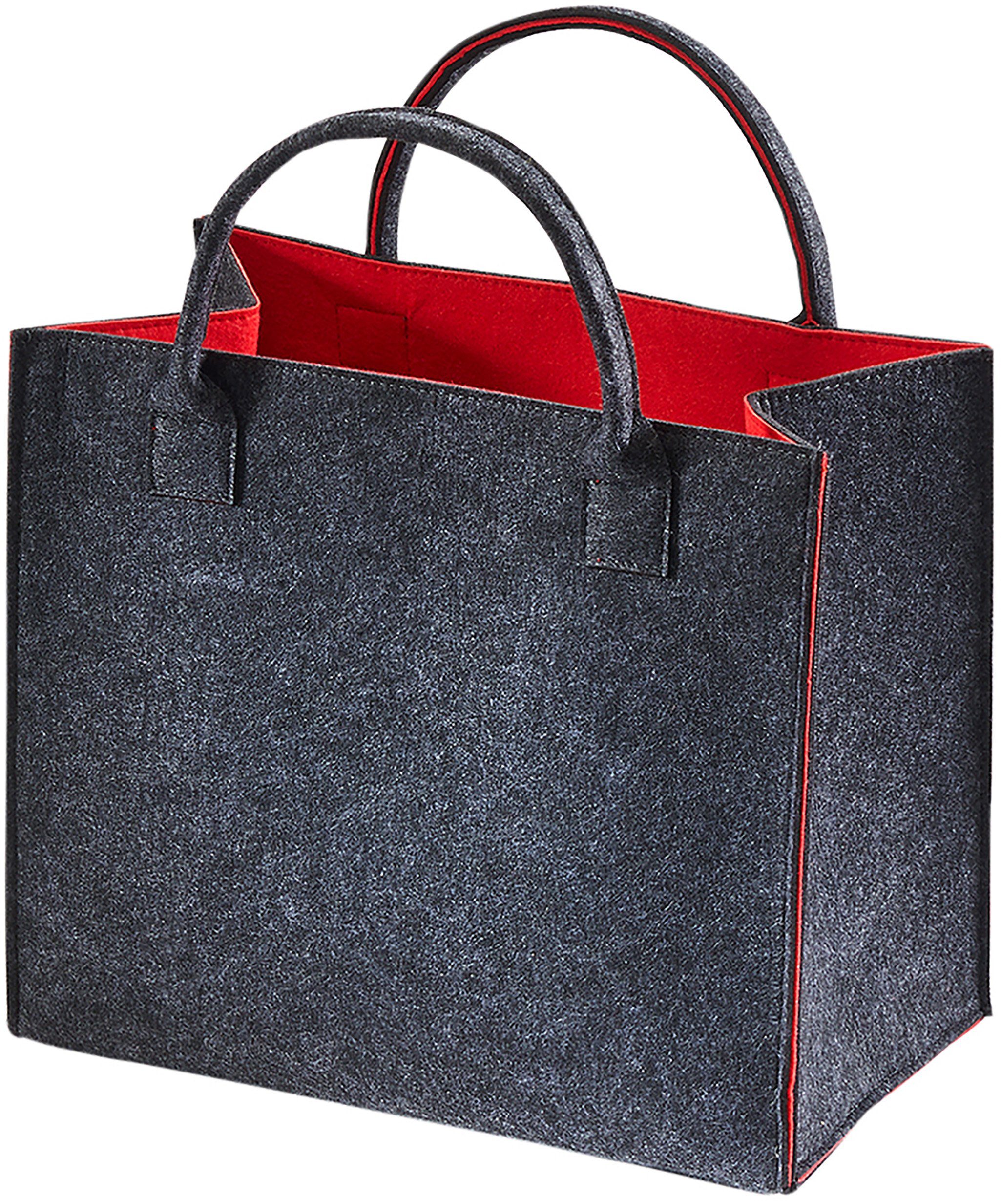 Kobolo Einkaufsshopper Filztasche außen grau meliert innen rot 35x20x30cm, 20 l