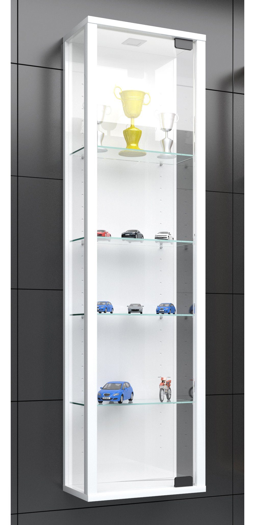 VCM Hängevitrine Wandvitrine Stano mit Glastüren und Glasböden, H. Glasvitrine hängend, Modern und platzsparend, Hängeschrank