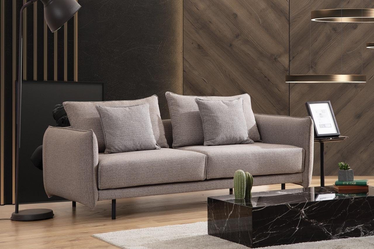 Sofa 1 Teile, 3+3+1 Sofagarnitur in Made Design, Sitzer Stoff Sessel Sofa Luxus JVmoebel braun Sofas Europa
