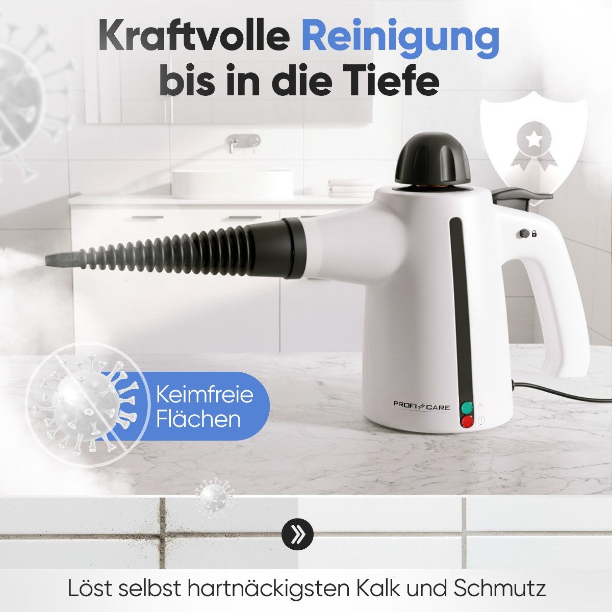 ProfiCare Handdampfreiniger PC-DR 3145, Dampfreiniger - säubert, entfettet, desinfiziert